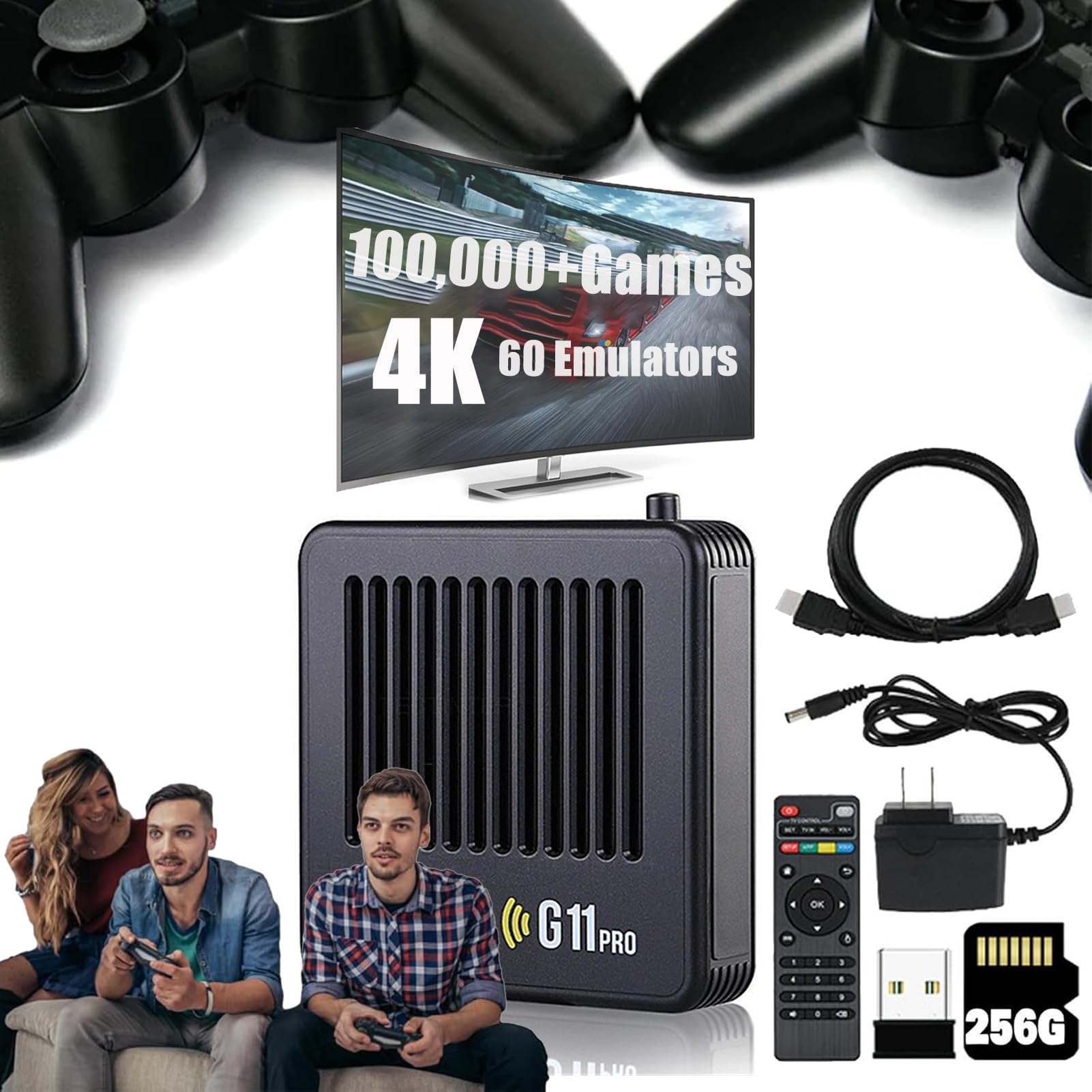 RetroWave G11 Pro, 2024 Best Wireless Retro Console, Retro Wave G11 Game Box [4K + 256GB] with 2.4G Wireless Dual Controllers, 100,000+ Retro Games, Plug & Play Video Games (256G)