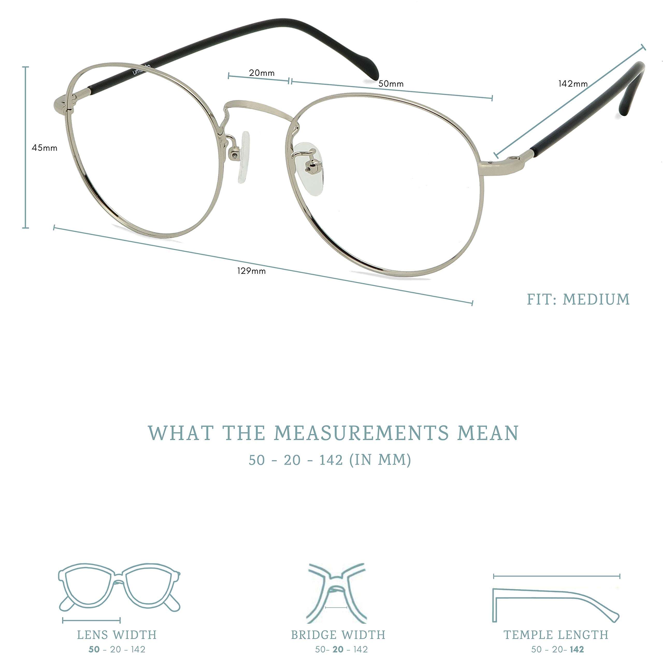 Umizato Classic Stainless Steel Round Blue Light Glasses - Flexible Corrosion Resistance, Blue Blockers Glasses, Circle Wire Womens and Mens Blue Light Glasses Metal Frame (SUMI in Antique Silver) 6