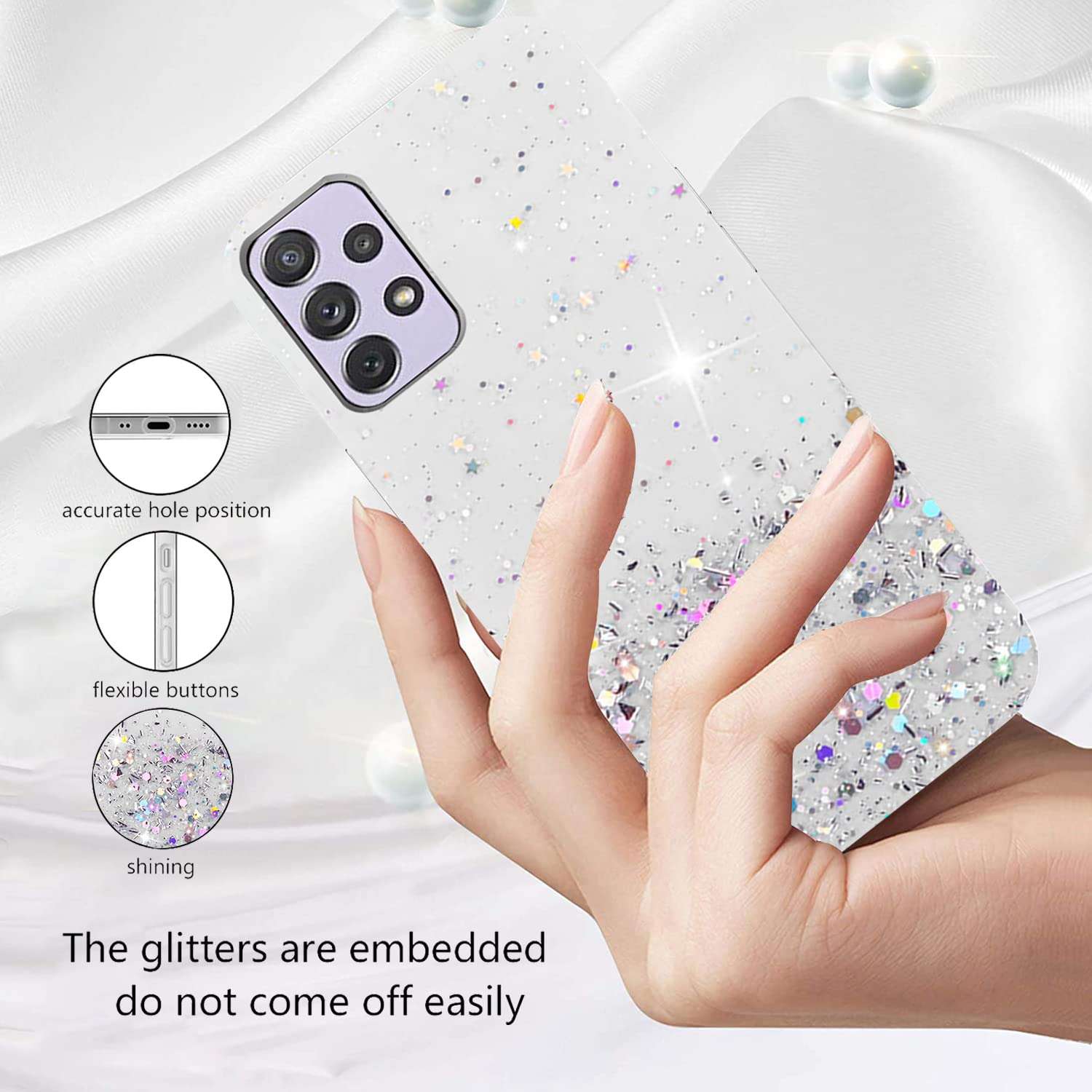 Phone Case for Samsung A13 Case Glitter Black, Samsung Galaxy A13 Case Clear Silicone Anti-Scratch Bling Bling Cover (Samsung A13 4g, Clear) 3