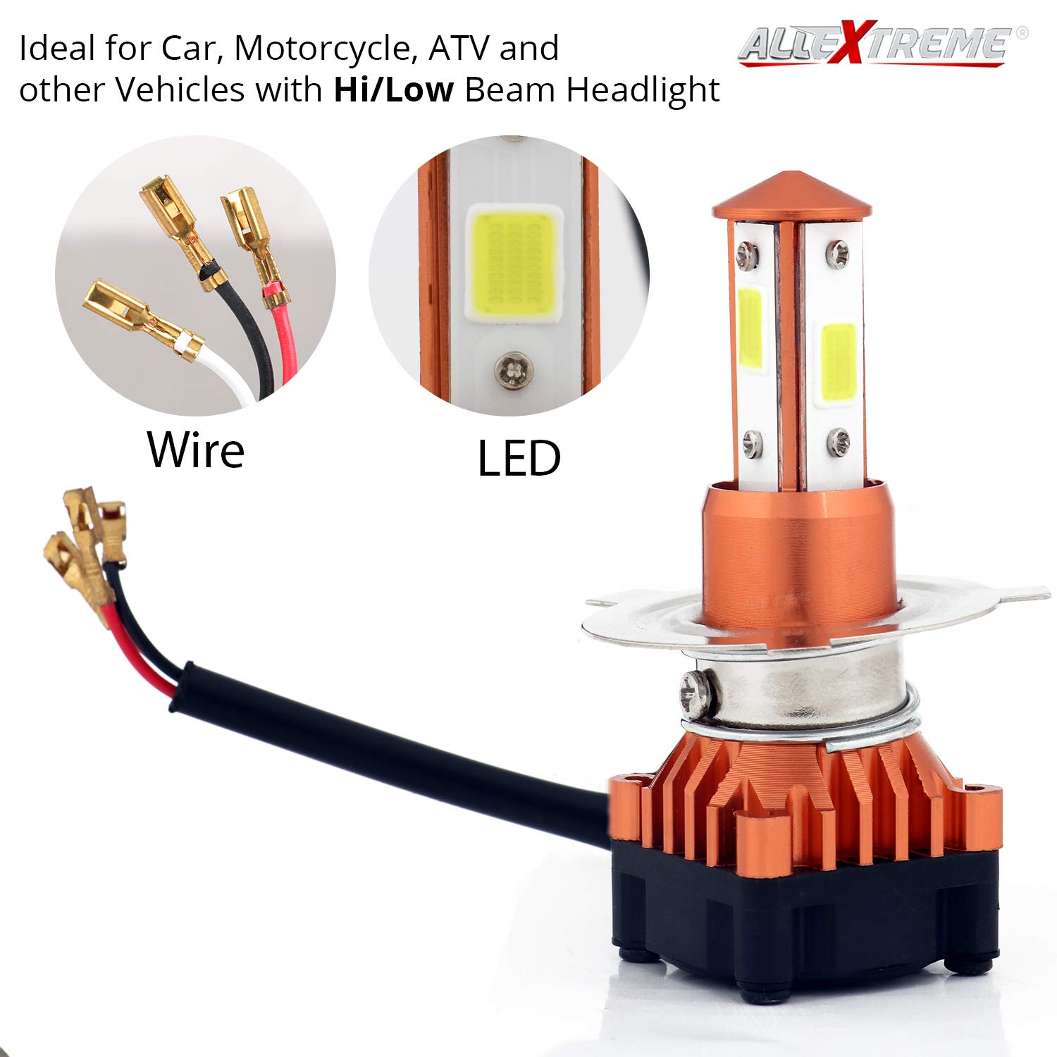 Allextreme Car LED H4 Headlight Conversion Kit Lamp Bulbs for Front Fog Headlamp for Cars and Bike (Cool White, 80W) - Pack of 2 4