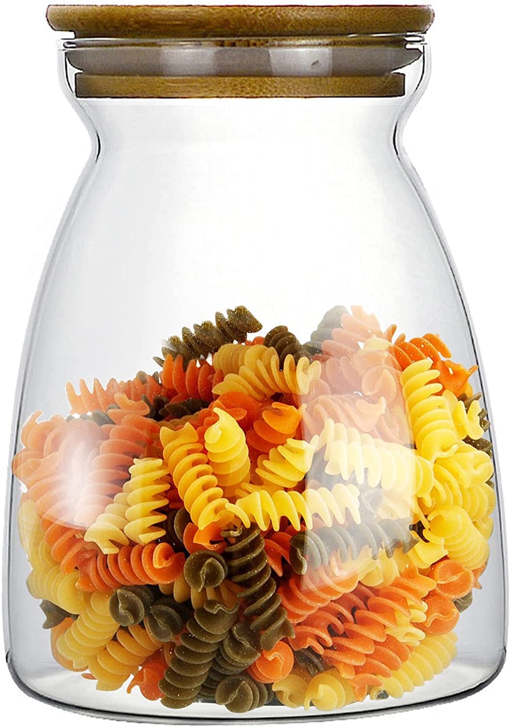 Zinble09 Glass Jar with Airtight Lid , Glass Canister with Wood Lid, Storage Container Jars for Coffee, Tea, Spice, Sugar, Salt ( 650Ml - 1 Pcs ) 1