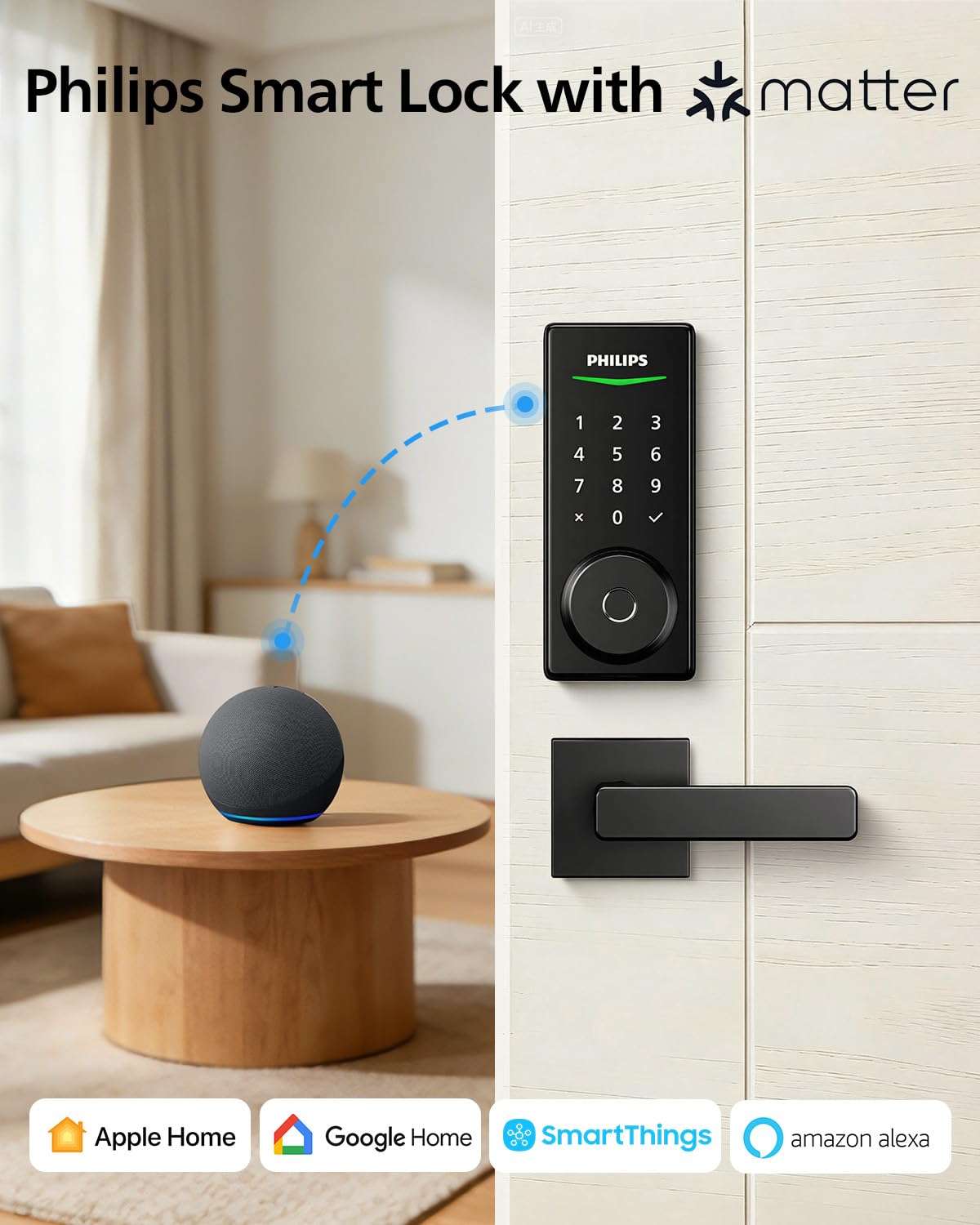Philips WiFi Keypad Door Lock Bundle with Smart Door Lock with Matter 3