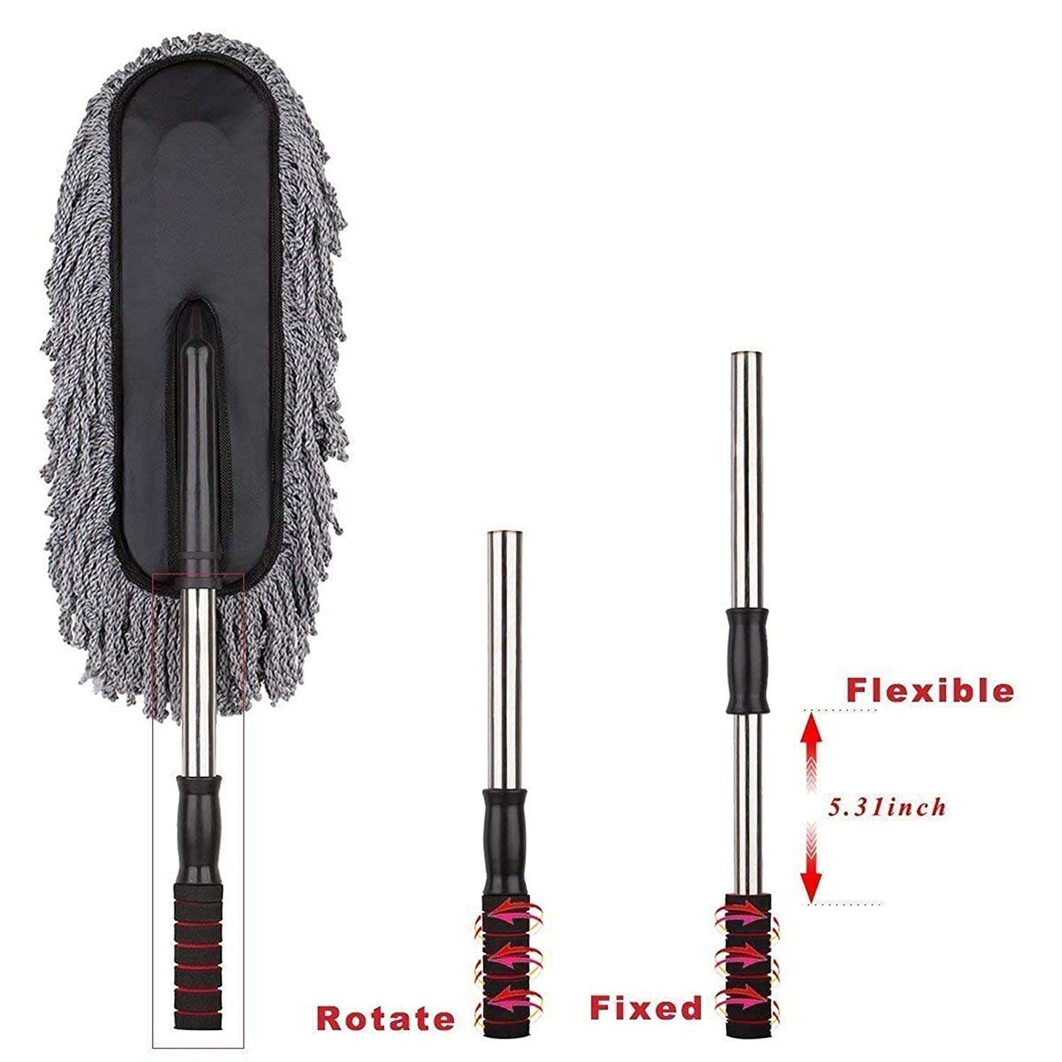Auto Addict Car Microfibre Duster with extendable Handle car Cleaning Dry/Wet Brush Mop for Honda Amaze New 2018 6