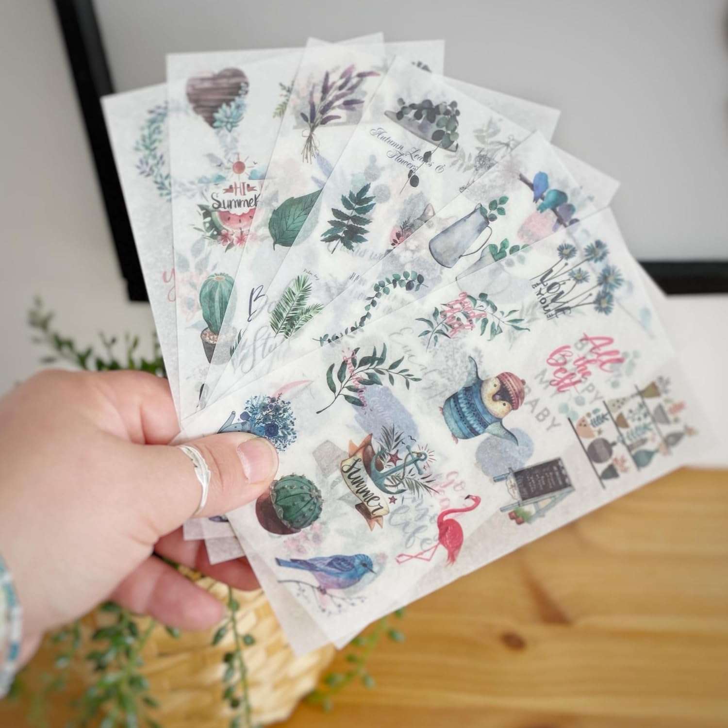 Printable Washi Sticker Paper for Inkjet & Laser Printers, 8.5x11 Inch Full Sheet, 25 Sheets, Semi transparent 5