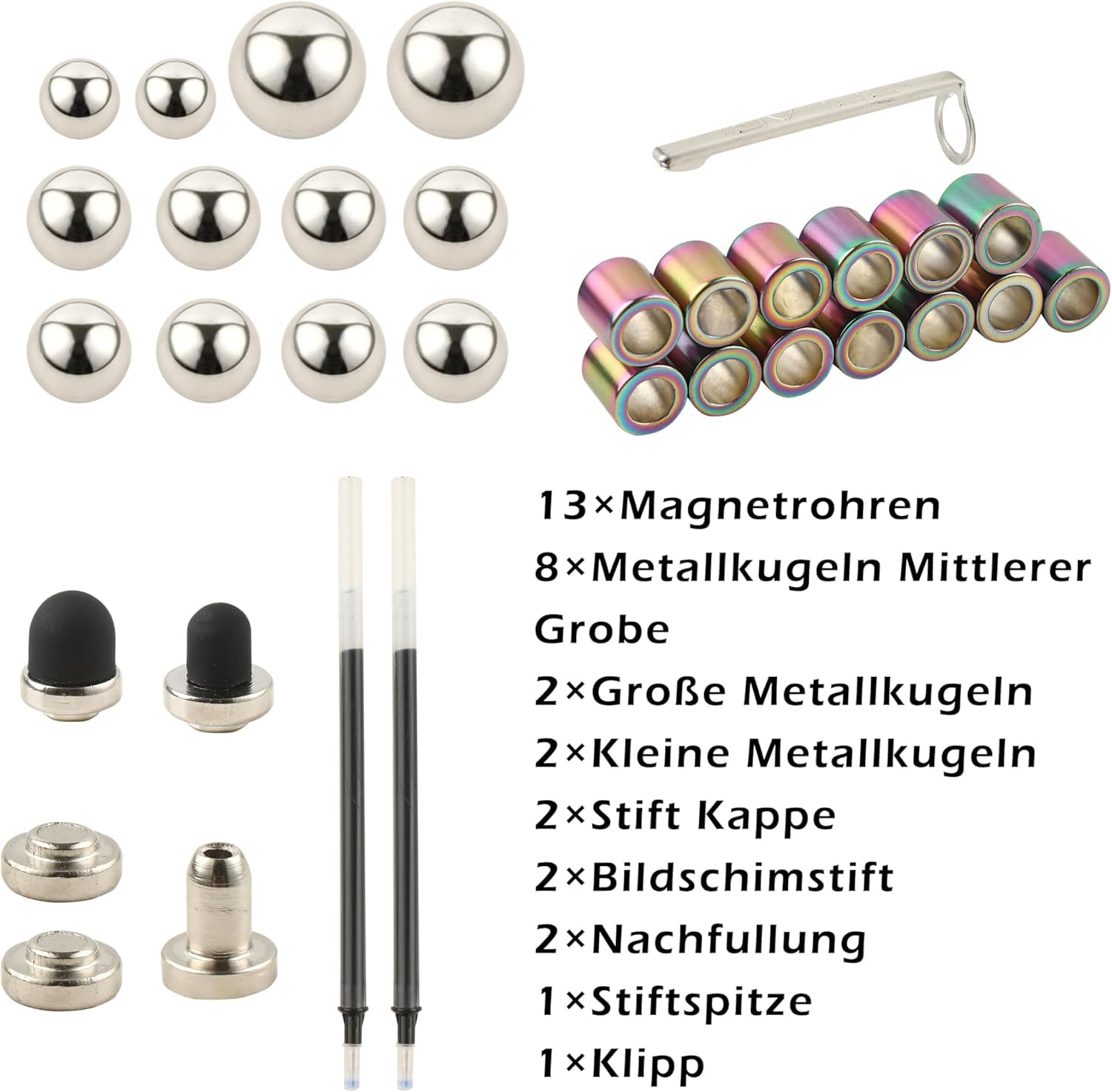 AACHEN Magnetic Fidget Pen - Perfect Writing and spinner magnet toy Combination ，figette figit pens with 13 Magnetic Rings, 137mm Length,Ideal Office and Study Gift for, and Adults with 3