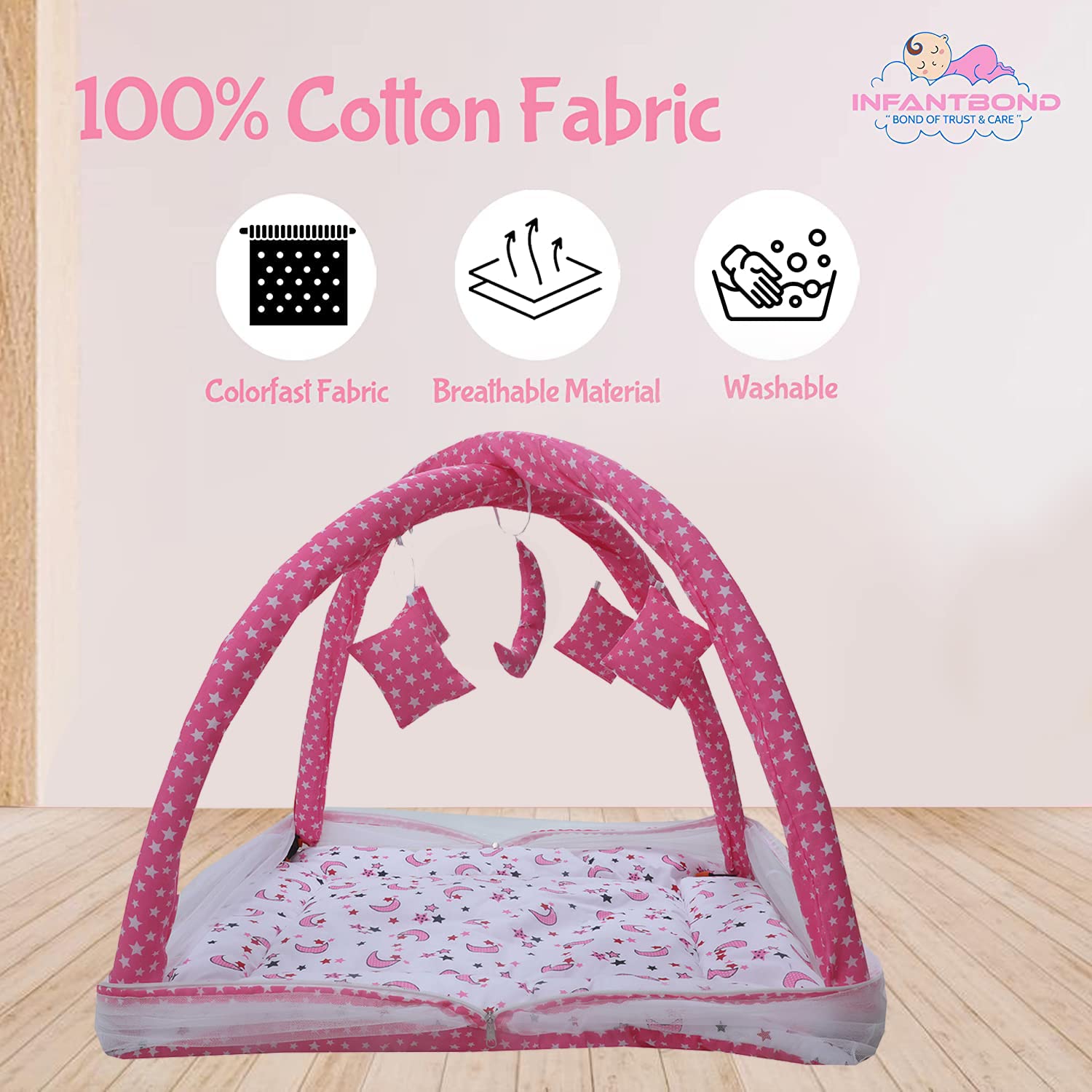 Infantbond New Born Baby All in One Bedding Essential | Baby Bed | Baby Carry Bag | Pack of 10 (Pink Moon) 5