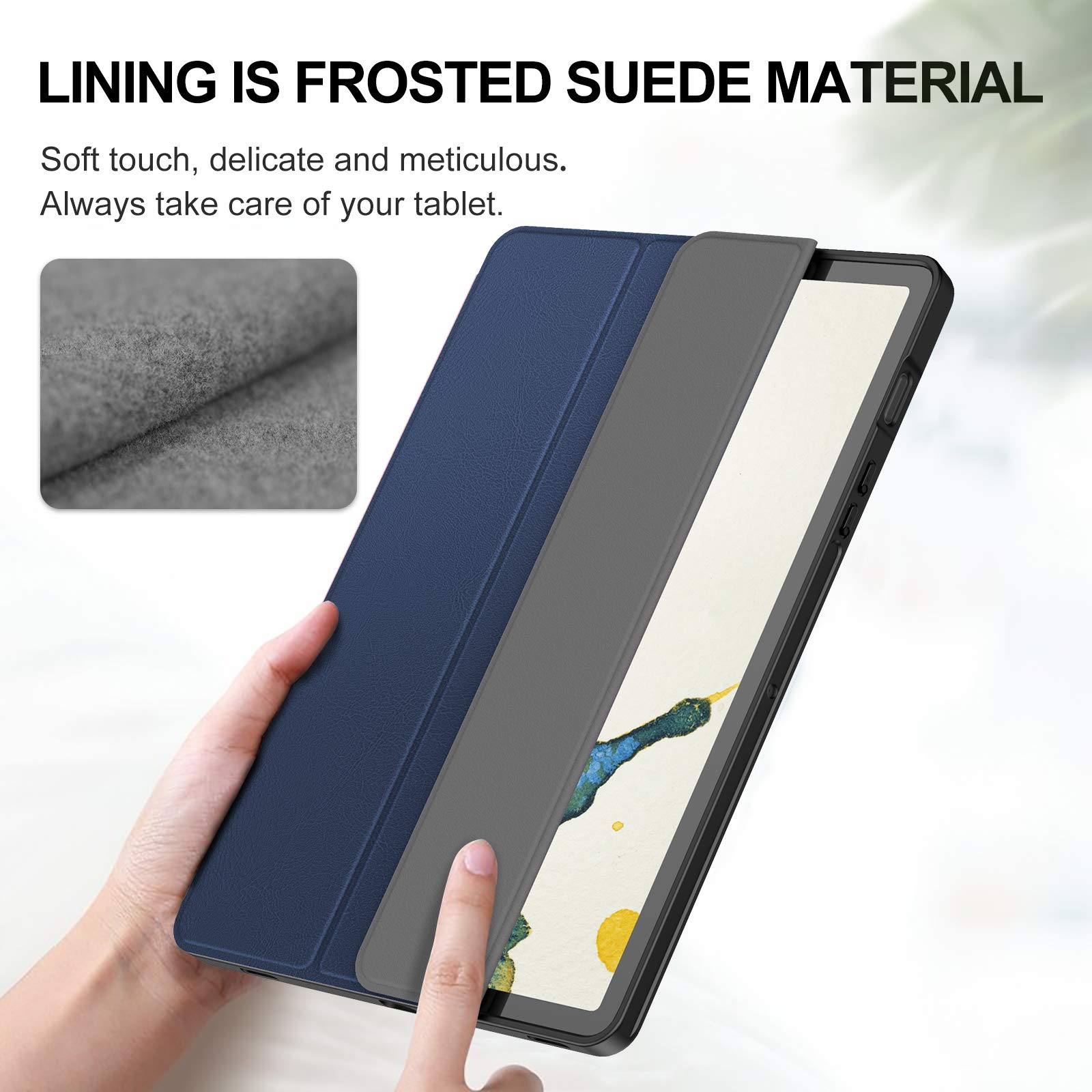 INFILAND Galaxy Tab S7 Case with S Pen Holder, Slim Tri-Fold Case Cover Compatible with Samsung Galaxy Tab S7 11-inch SM-T870/T875/T876 2020 Release Tablet [Auto Wake/Sleep], Navy 5