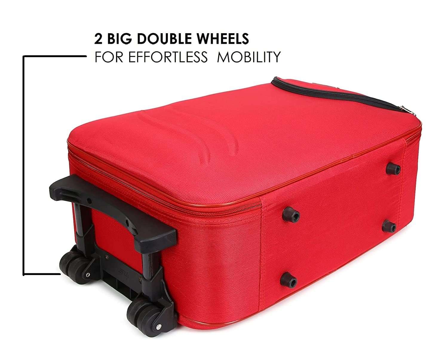 Trolley Bag Set, Small and Medium Suitcase for Travel, 2 Wheel 55 & 65 Cm Luggage for Men and Women's, Soft Side Cabin and Check in Bag (Combo, Red SS) 4