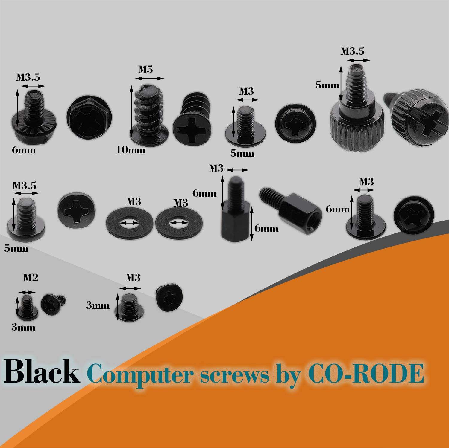 340PCS Computer Screws, Motherboard Screws and Standoffs, HDD Hard Driver, PC Case, Fan, SSD, CD-ROM, Graphics,Power Supply for DIY PC Building and Repair (Black) 2