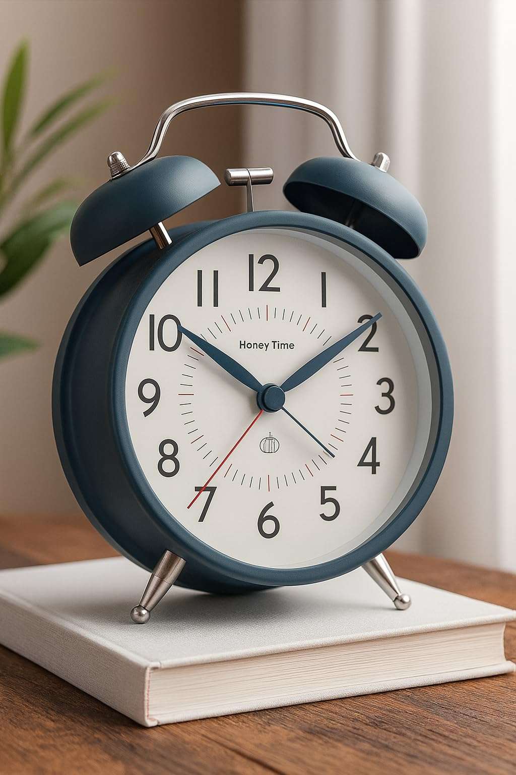 CBK Analog Alarm Clock for Heavy Sleepers Loud Clock for Adults,Metal 4.5 Inches Twin Bell Table Clock with Backlight Alarm Clocks for Students Decoration Bedroom/Office(Metalic Green Big) 4