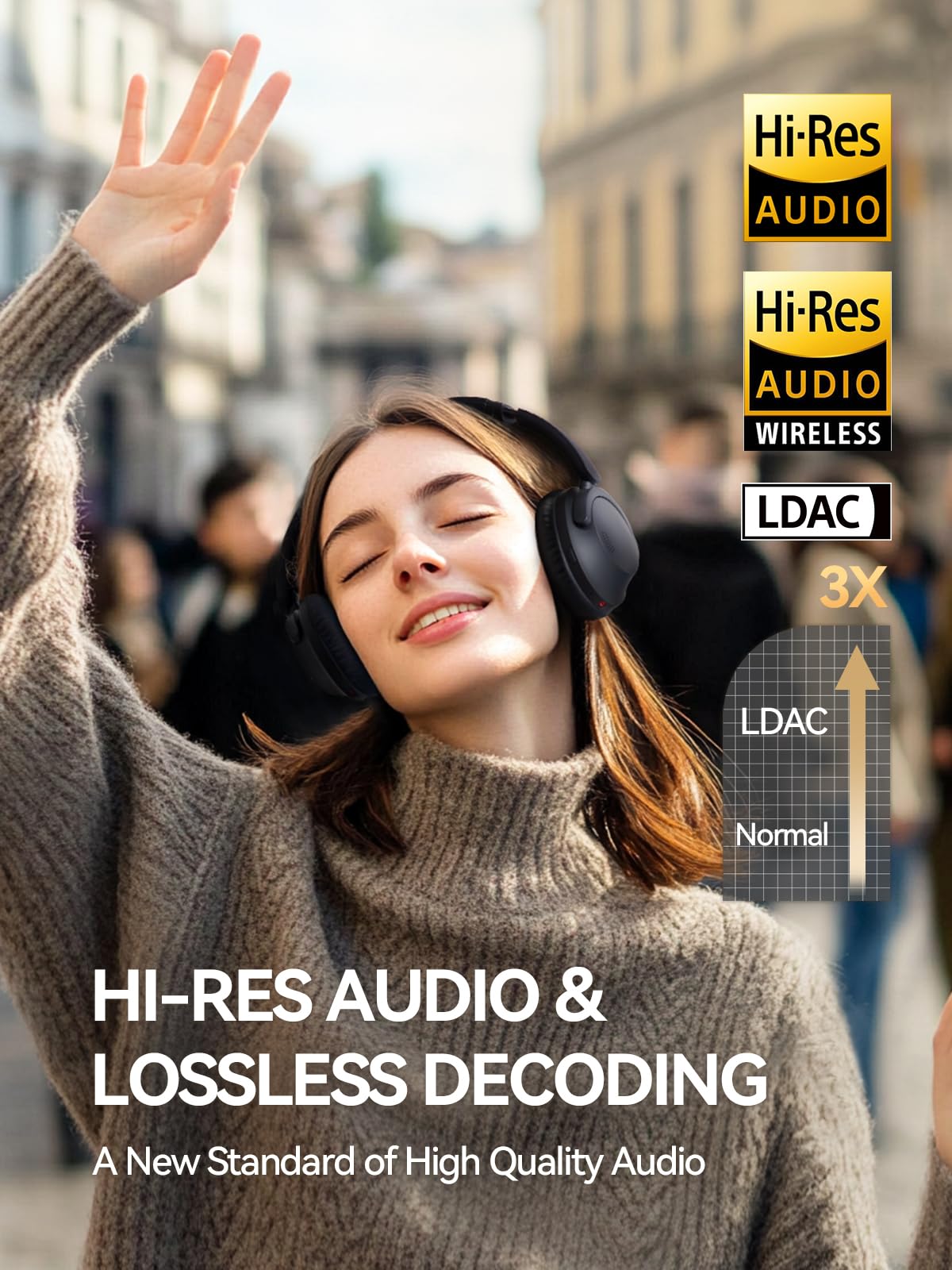 1MORE SonoFlow-Pro Noise Cancelling Headphones - HQ51 Over Ear Bluetooth Headphones with LDAC for Hi-Res Wireless Audio,100H Playtime,Bluetooth 5.4,QuietMax ANC, Comfortable Fit,Clear Calls 3