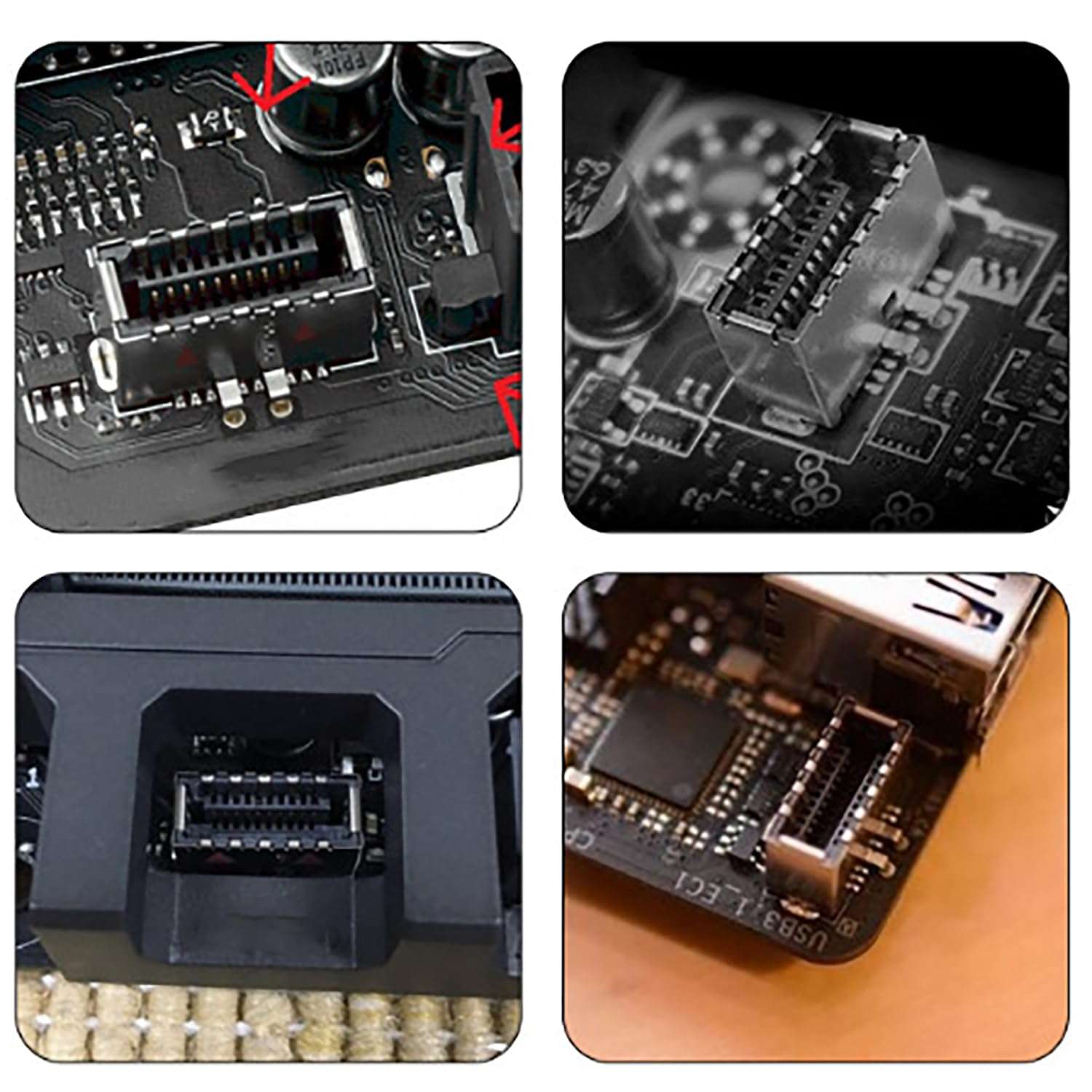 Thzzhnno USB 3.2 Gen 2 USB C Front Panel Adapter Cable 1.6FT, Motherboard Header Extension Cable, USB C 3.1 Type C 10Gbps Female to 20 pin USB Type-E Male Cable with Mount Screw 5