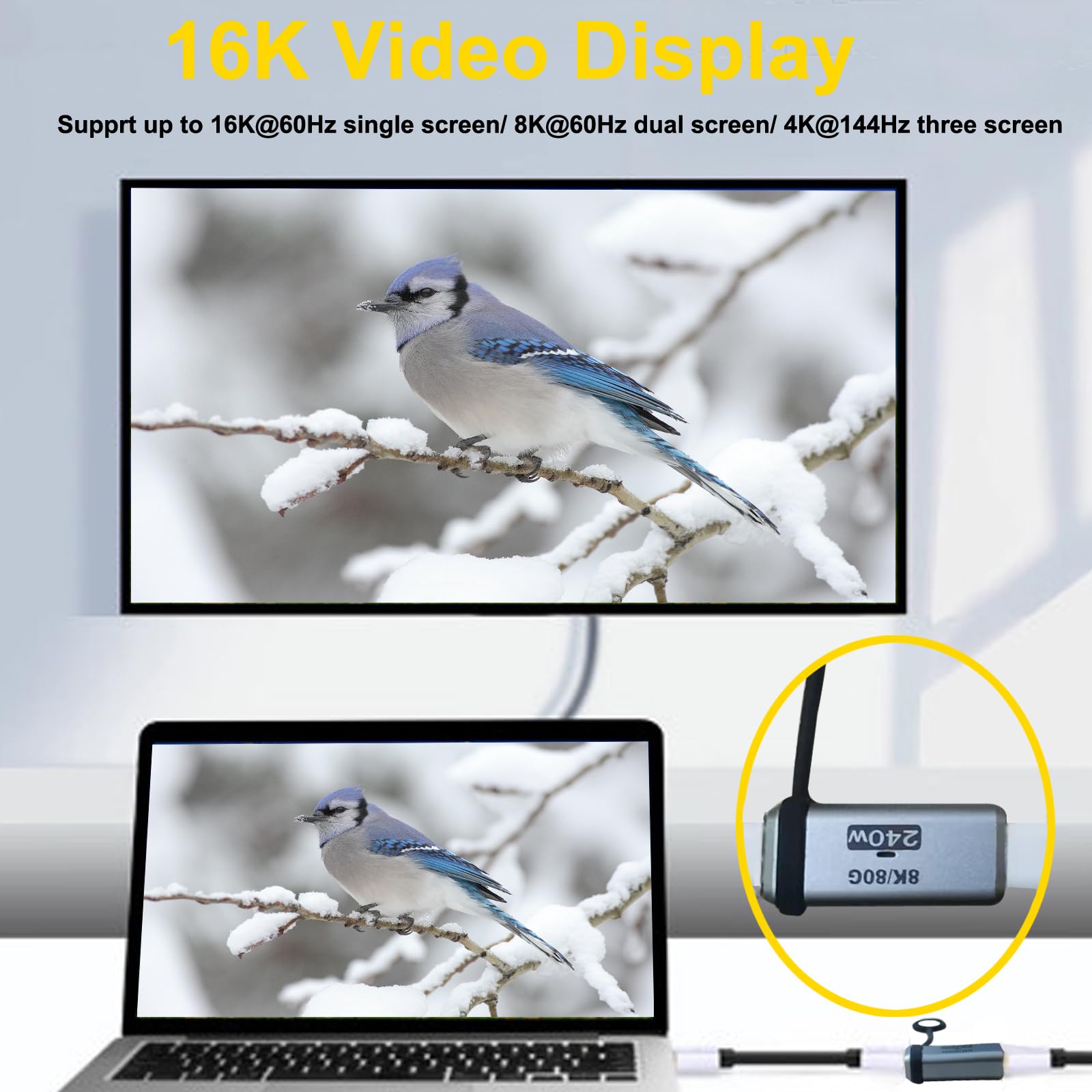 SXRYHHTD USB-C Female to Female Adapter, 240W Charging and 120Gbps Data Transfer USB C Coupler, 16k@60hz Video Type C Extender, Compatible with Thunderbolt 5/4/3，with Silicone Strap，2 Pack 5