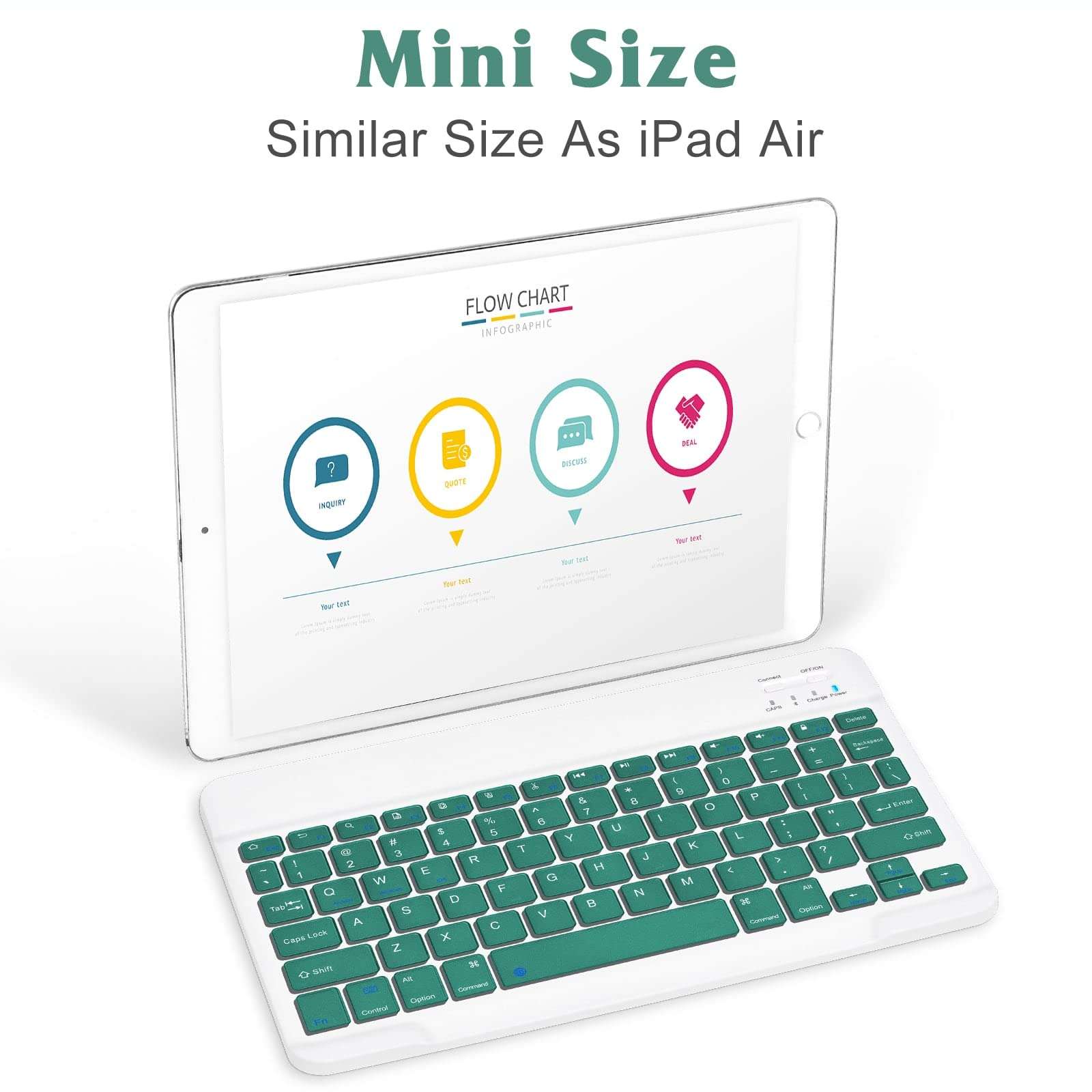 Rechargeable Bluetooth Keyboard and Mouse Combo Ultra Slim Full-Size Keyboard and Ergonomic Mouse for Ulefone Note 10 and All Bluetooth Enabled Mac/Tablet/iPad/PC/Laptop - Jade Green 3