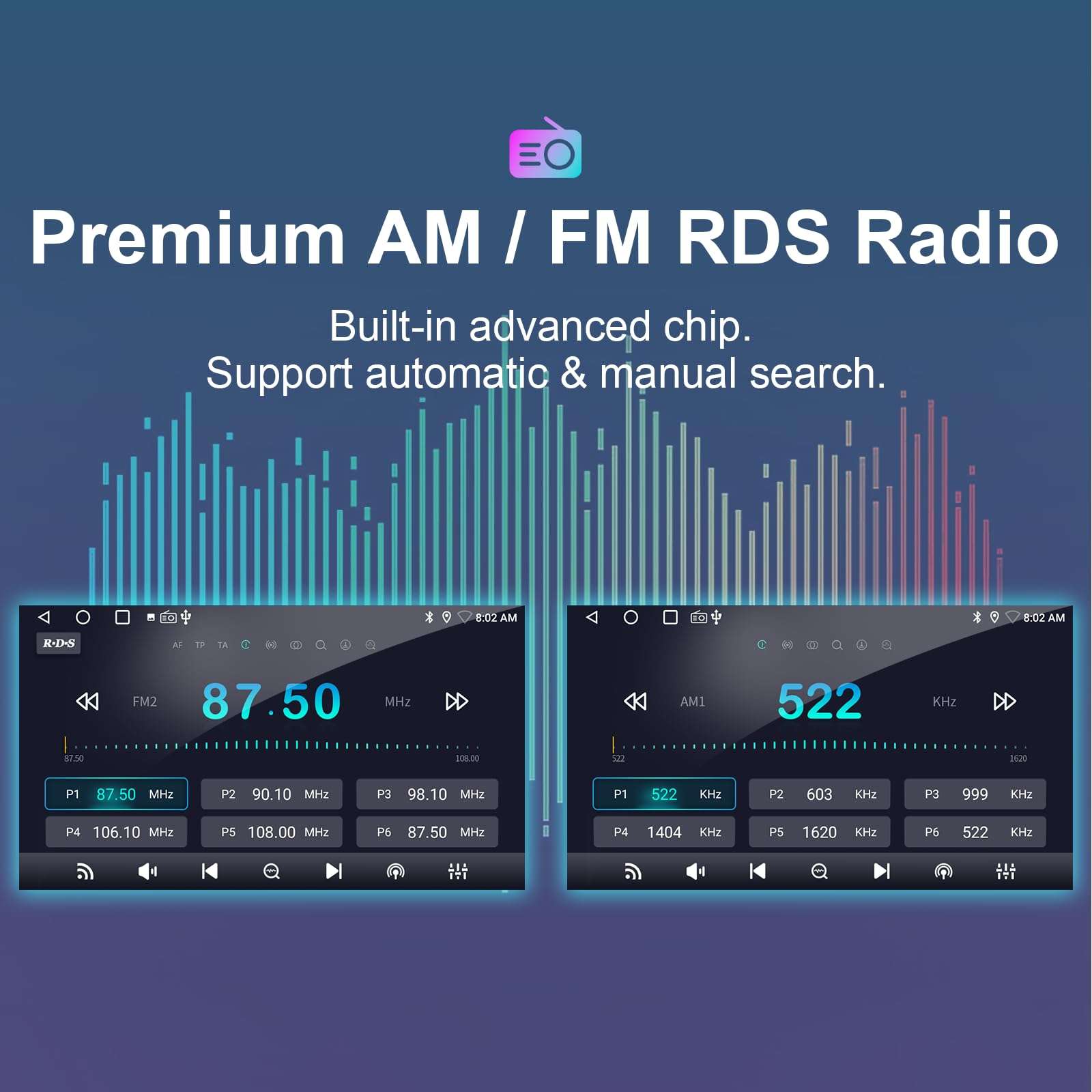 FIUFUL Android Car Radio Stereo for Toyota Camry 2012 2013 2014 with Wireless CarPlay/Android Auto, 8 Core HD Touchscreen Car Radio with AM/FM/RDS Backup Camera WiFi, 2G RAM+32G ROM (8 Core) 4