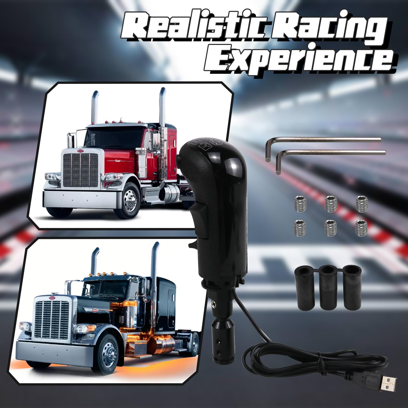 RULLINE Truck Simulator Shifter - Compatible with Logitech G29/G27/G25/G920, Thrustmaster TH8A, Fanatec SQ - Gearshift Knob for ATS & ETS2 Games - PC Sim Racing Shifter 4