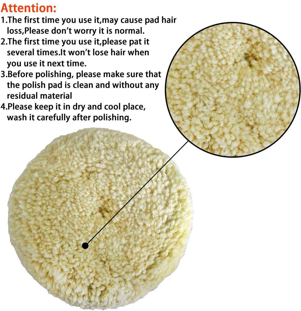 MLD Wool 7 inch Wool Pad, Buffing Pad, Polishing Pad for Professionals (White) 6