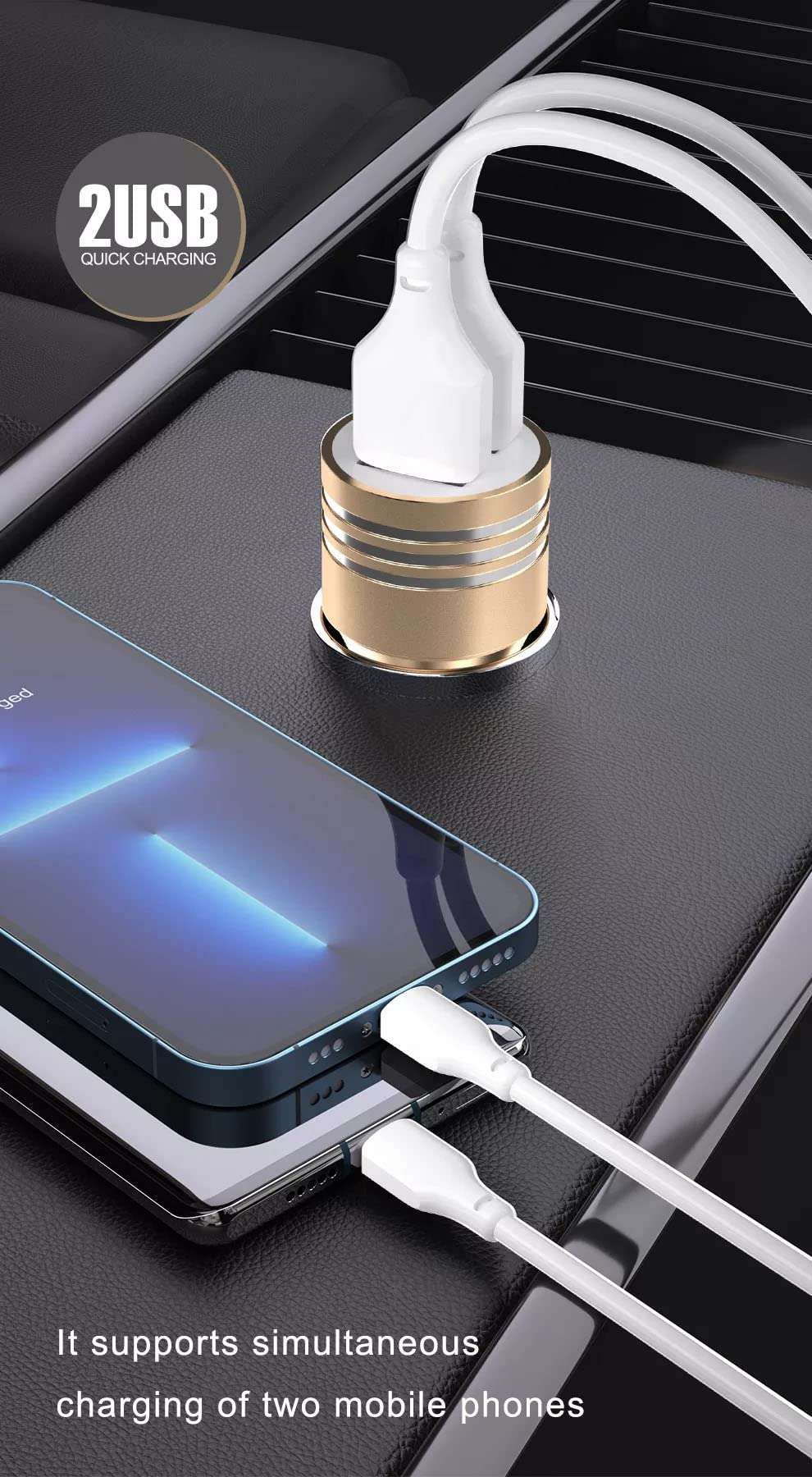 GoSale Car Charger for Karbonn A81, Karbonn Fashion Eye, Karbonn Titanium High 2 S203, Karbonn Sparkle V, Karbonn Titanium S205, Karbonn Machone Titanium S310 Car Charger Adapter | High Speed Rapid Fast Metel Dual USB Port Car Mobile Charger With 1 Meter Micro USB Fast Charging Cable (3.1 Amp, KC4, Multi) 6