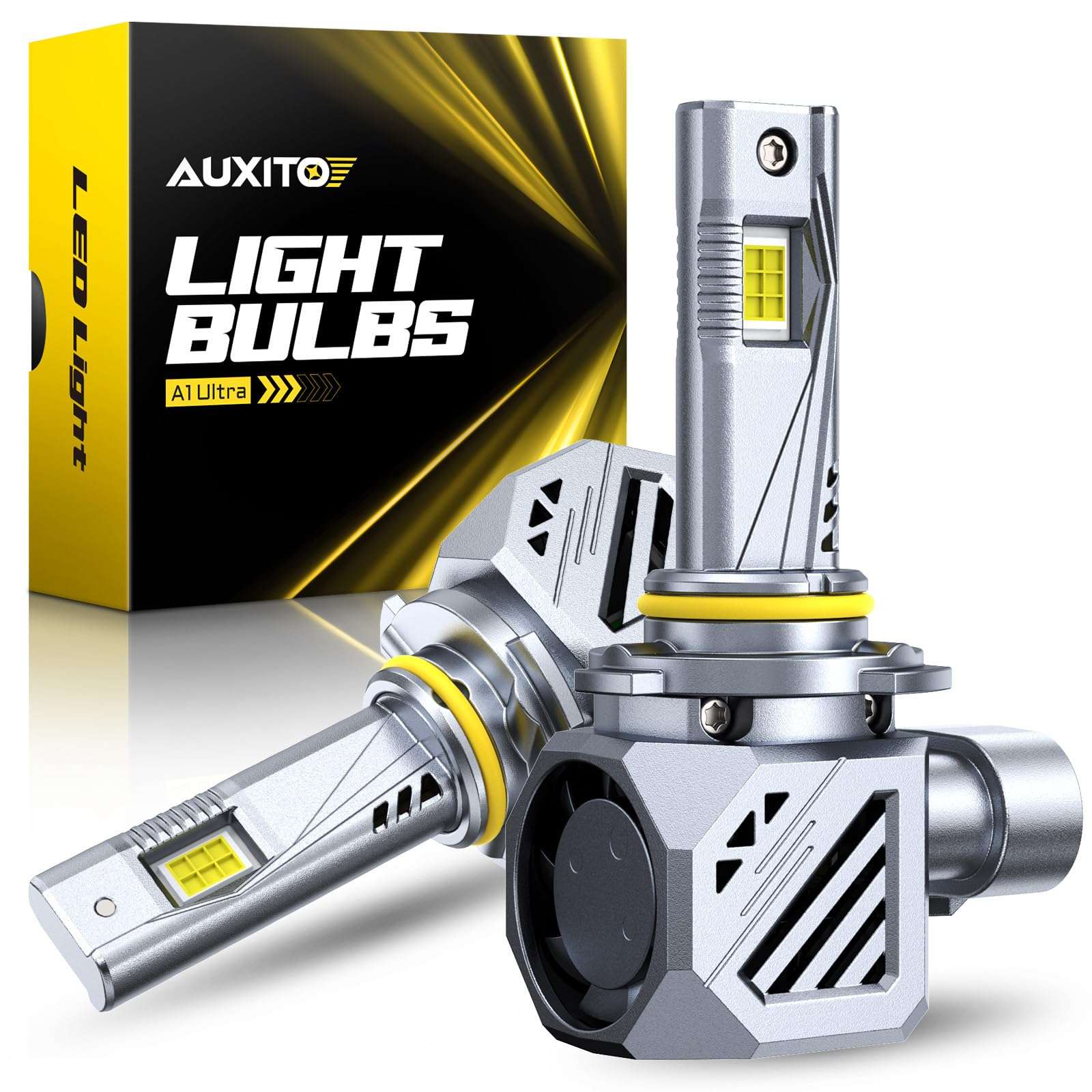 AUXITO 9006 LED Bulbs, 1000% Brighter, 3 Min Quick Install,Non-Polarity Plug and Play, 20 Years Lifespan, No Flicker, 99% Compatibility, Pack of 2 1