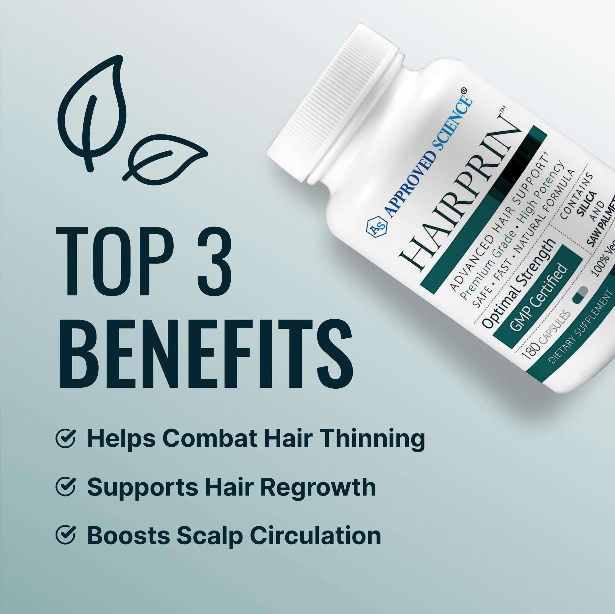 Approved Science Hairprin - Promote Hair Regrowth and Help Boost Scalp Circulation - 180 Vegan Friendly Capsules - Pack of 2 4