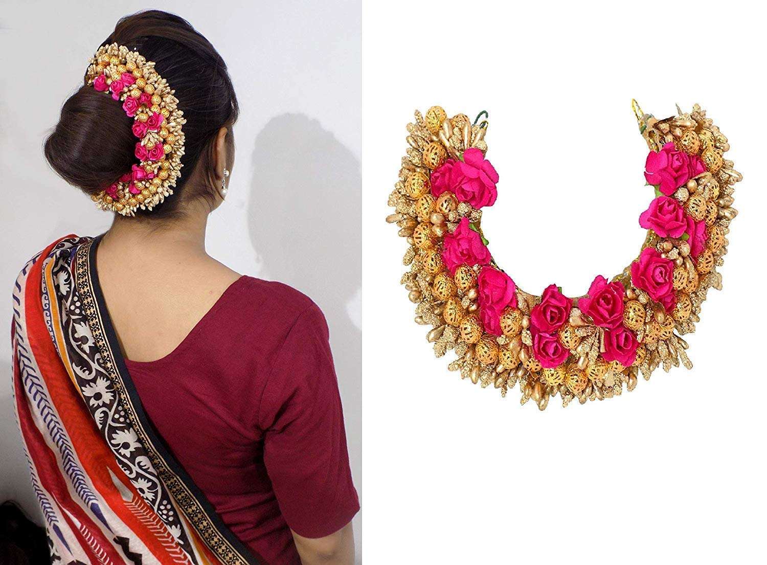 Leysin Flowers Hair Gajra Juda Veni Accessories For Women And Girls Pack Of 1 3