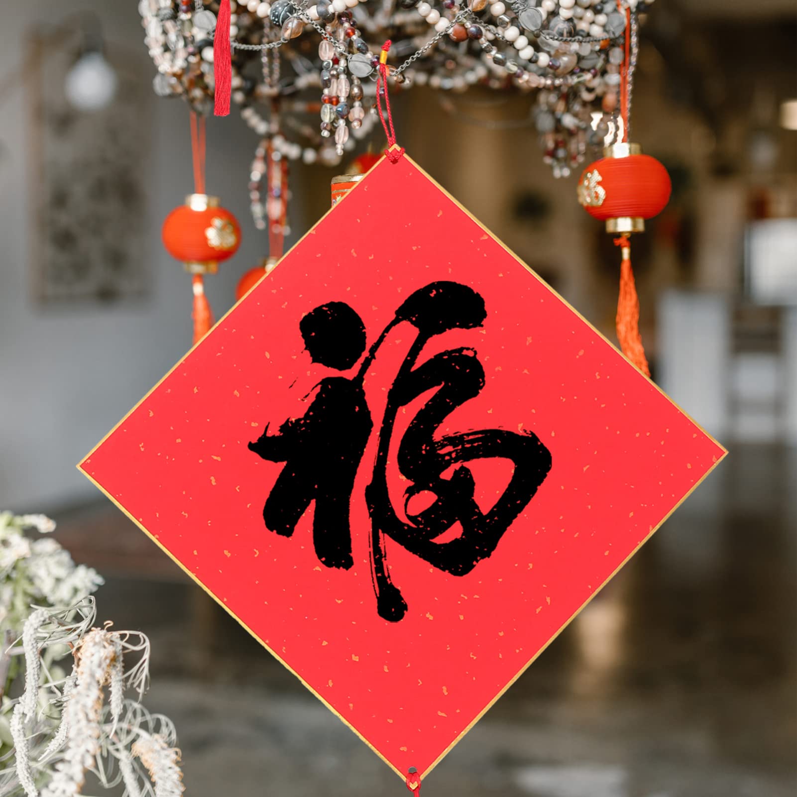 HEALLILY Fu Character Paper Chinese Spring Festival Paper Blank Xuan Papers Red Rice Paper 2022 New Year Party Supplies for New Year 6
