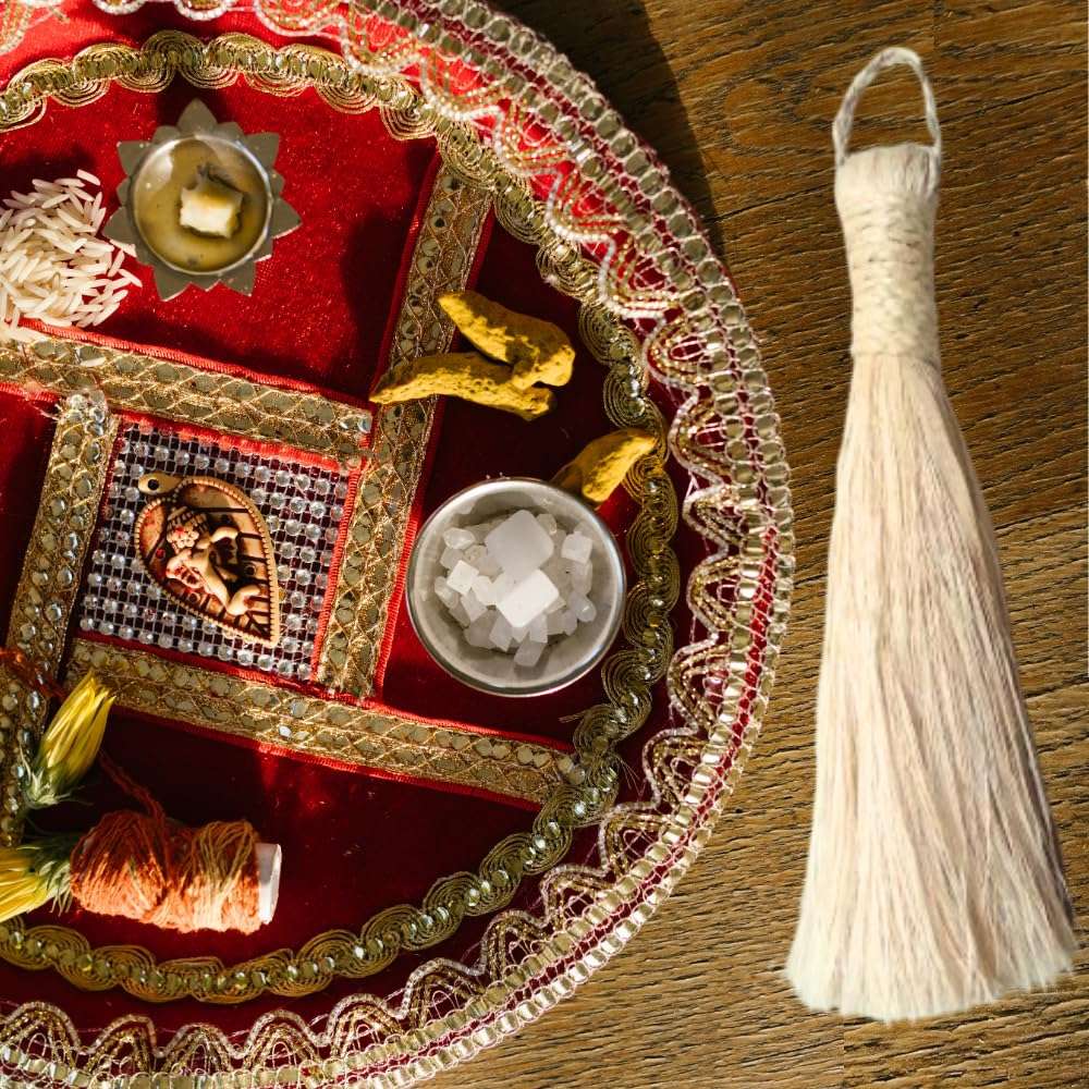 BenignCraft Broomstick 10 inch Divine Place Small Puja Broom Banana Fiber Handle with Loop for Prayer Room Dusting & Cleaning. 6