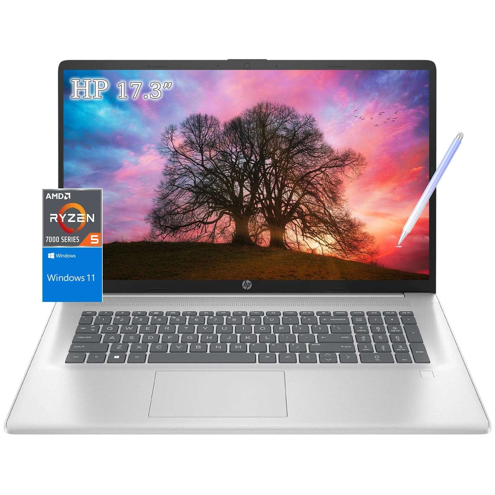 HP Laptops - 17 Inch Touchscreen Laptop with Stylus Pen - AMD Ryzen 5 7530U - Wi-Fi 6 - Camera Privacy Shutter - Ideal for College Students Business Office (Windows 11, 32GB RAM |1TB PCIe SSD) 1
