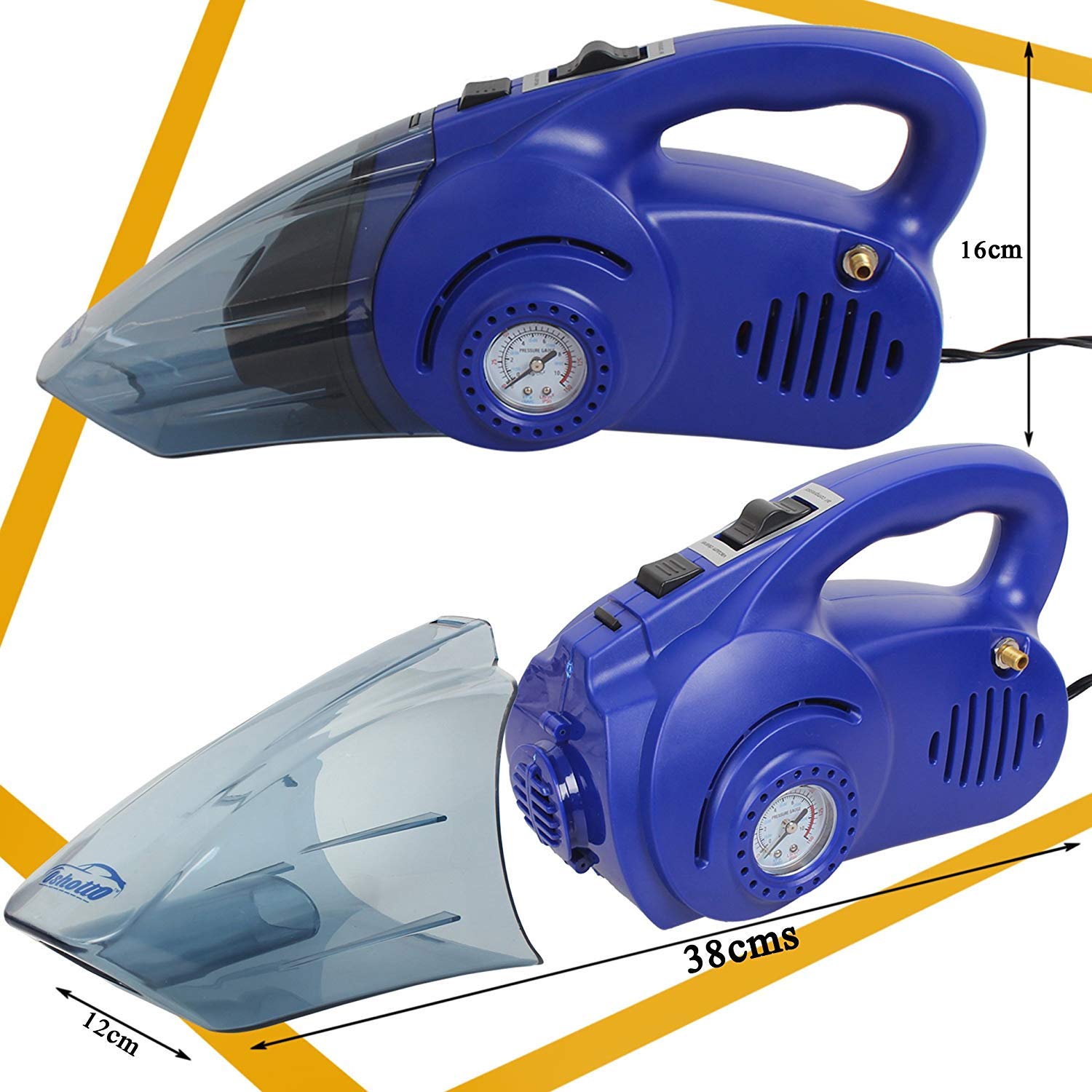 Oshotto 2 in 1 Car Vacuum Cleaner Cum Tyre inflator/Air Compressor for MG Hector (Blue) 5