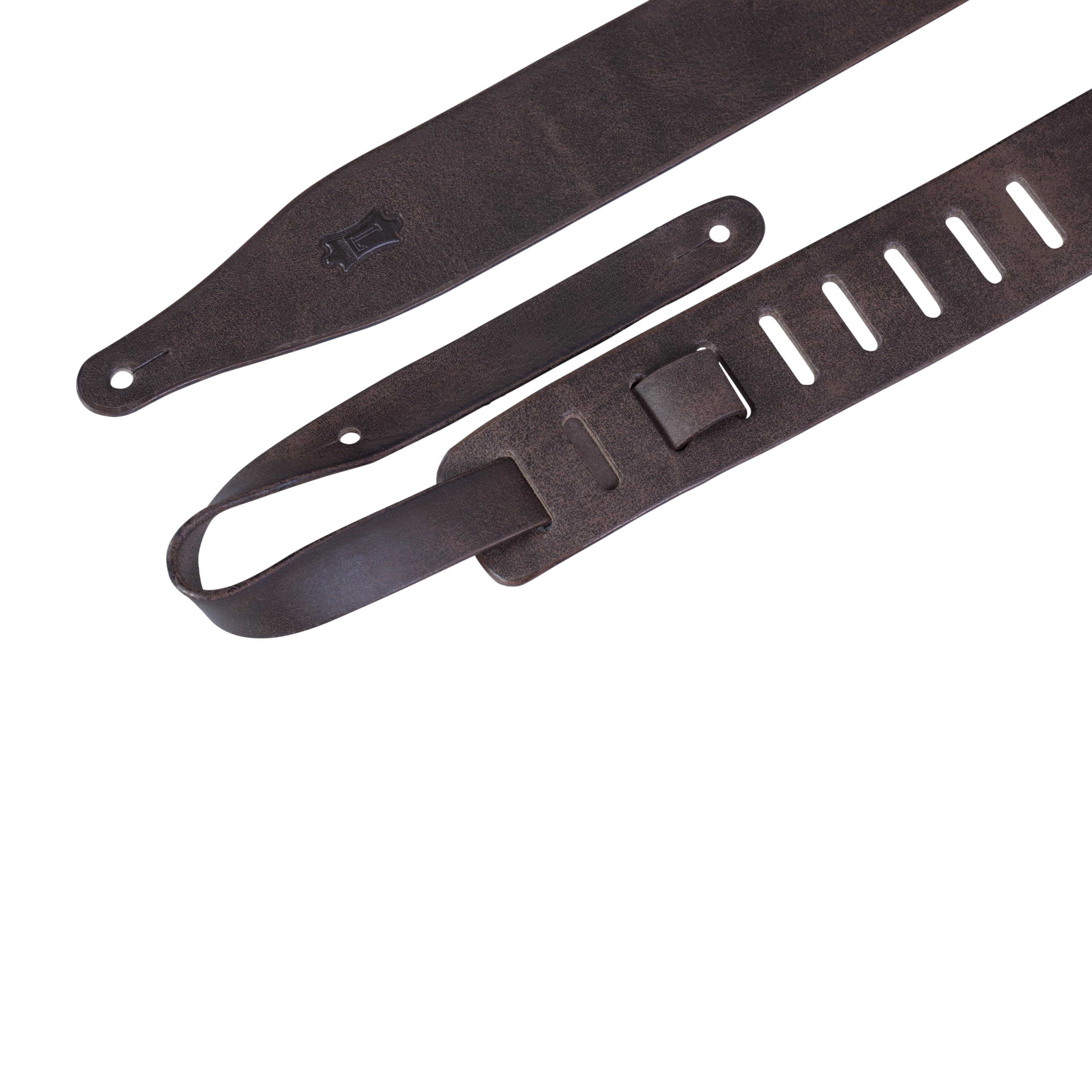 Levy's Leathers 2 1/2" Distressed Carving Leather Guitar Strap; Dark Brown (M17D-DBR) 2
