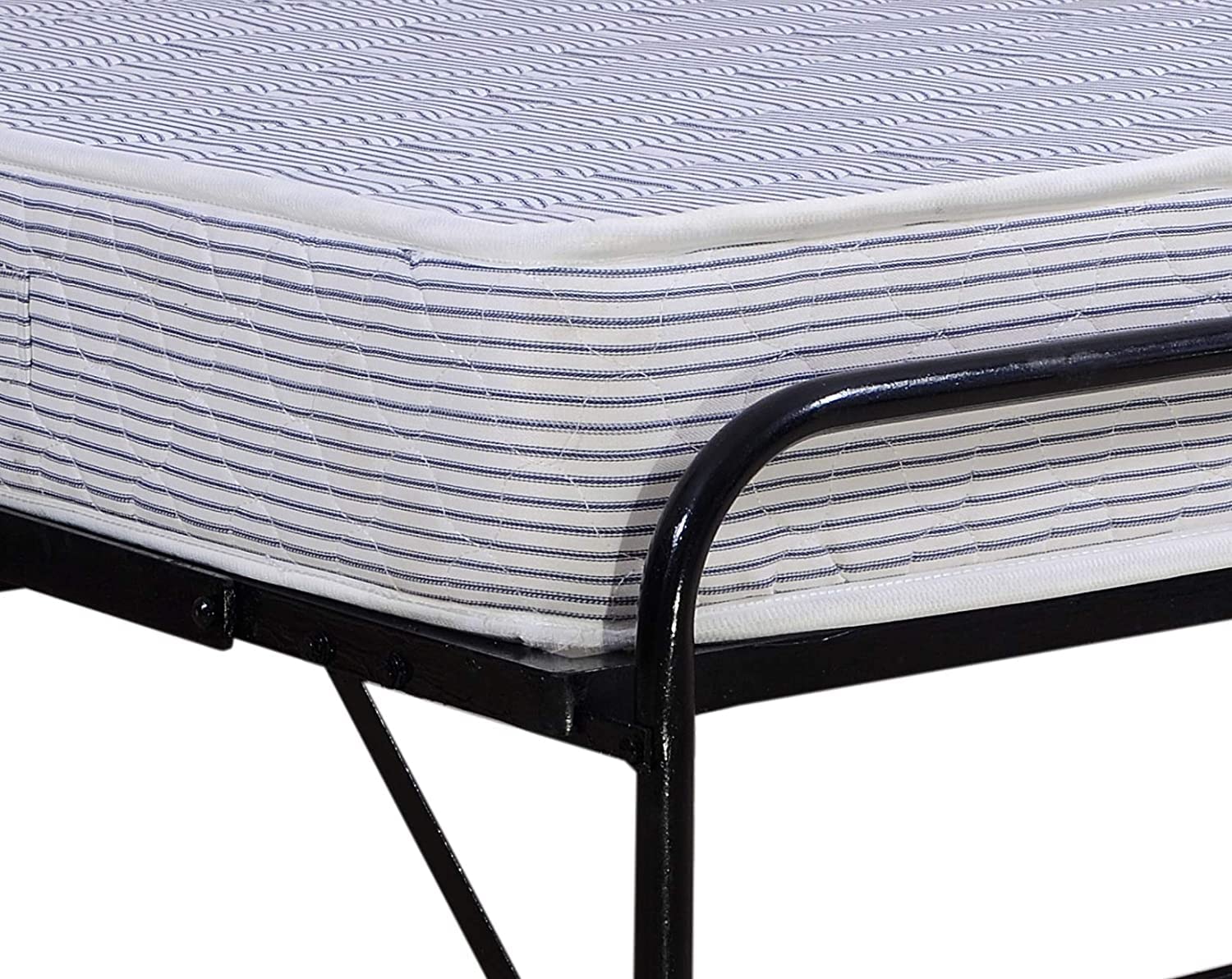 Springtek Rollaway Foam and Wrought Iron Metal Folding Single Bed with 6-Inch Contemporary Premium Mattress, Lockable Wheels- (Black) 5