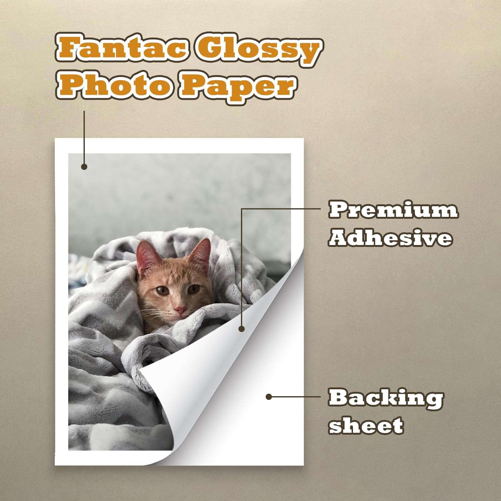 FANTAC Matte Sticker Paper for Inkjet & Laser Printer, Printable Photo Sticker Paper, 100 Sheets 8.5x11 In Self-Adhesive Photo Paper for Scrapbooking, Brand Logo, Party Decor Stickers 4