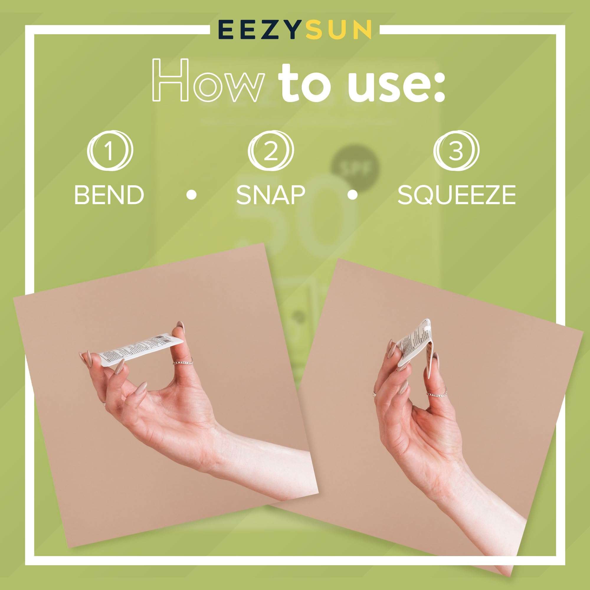 EEZYSUN SPF 50 Sunscreen and Insect Repellent Snap Packets - Sunscreen Travel Size Bug Repellent with Citronella Oil, Lemongrass, and Neem Oil - Reef-Safe Repellent - 10 Snap Packets (0.27 fl oz each) 5