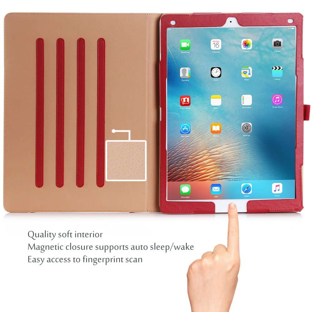 ProCase for iPad Pro 12.9 2017/2015 Case (1st & 2nd Generation), Stand Folio Case Cover for iPad Pro 12.9 Inch (Old Model 2017/2015), with Multiple Viewing Angles, Pencil Holder -Red 3