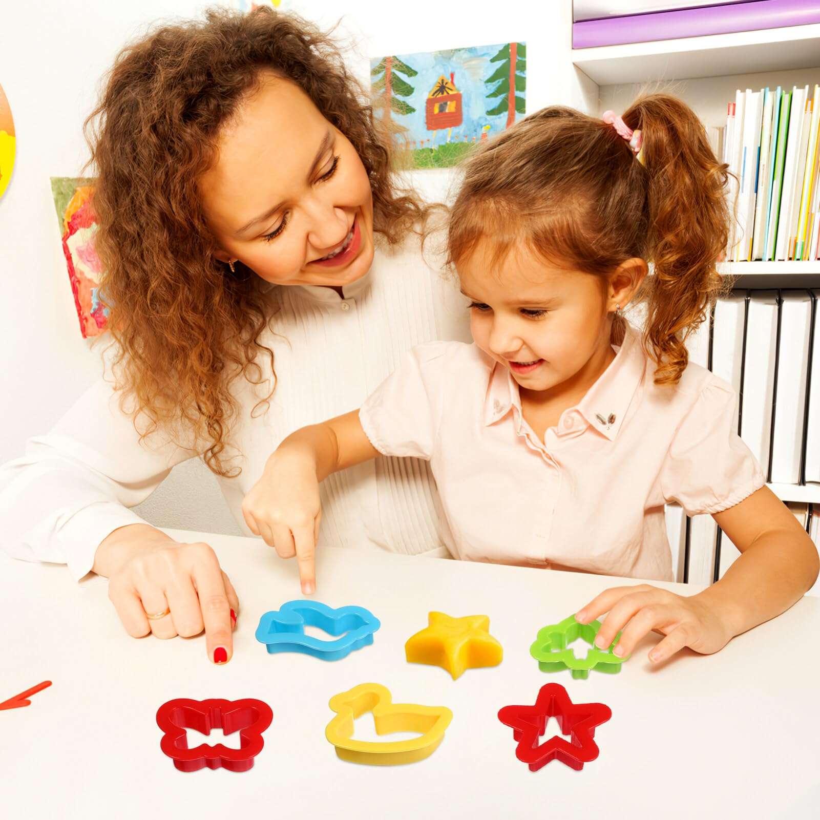 Gatuida Plastic Molds - Press Pocket Pie Molds, Tools for Kids Animal Shapes, Includes 14 Colorful Cutters Molds Rollers Accessories for Air Dry Clay Tools Set 6