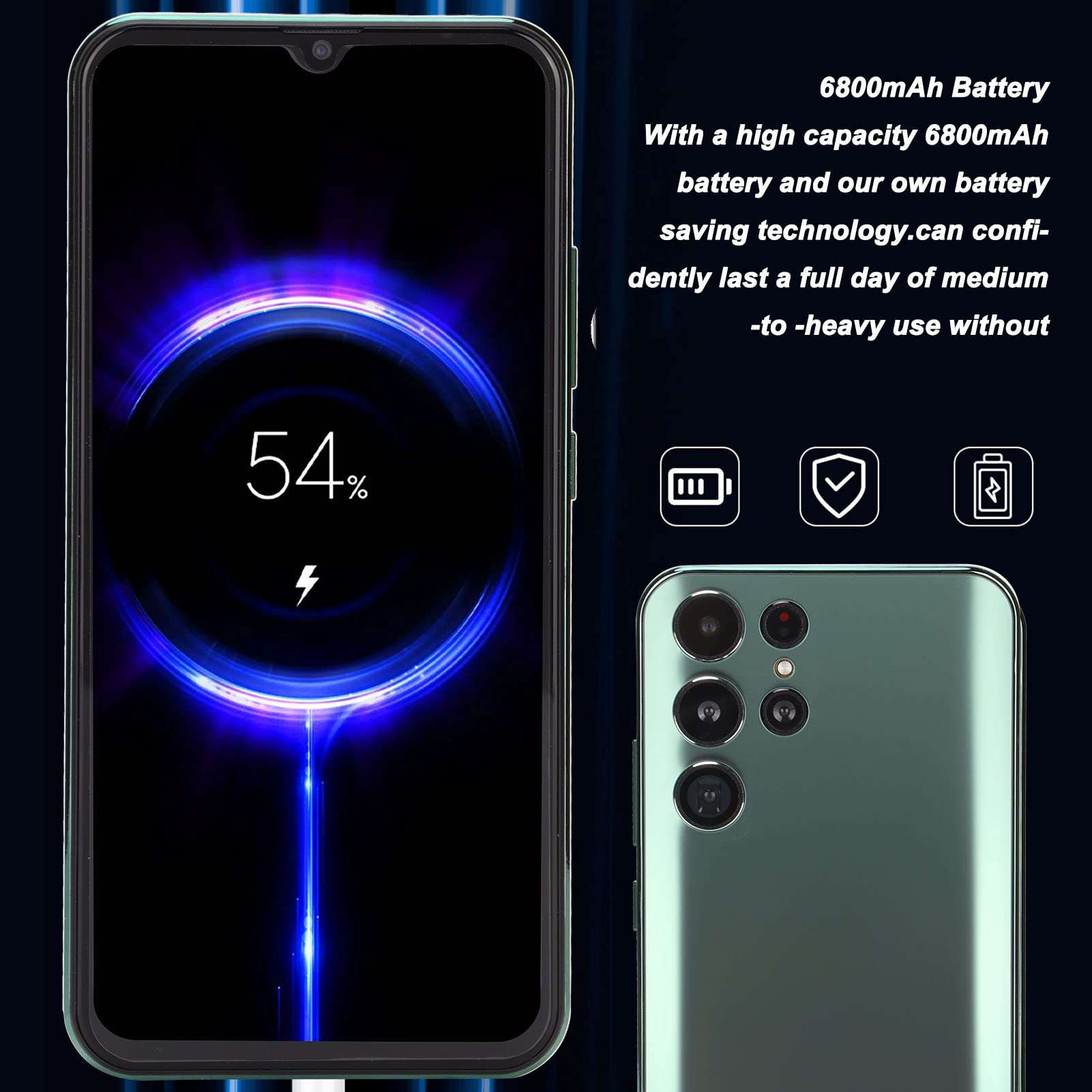 Unlocked Smartphones, 6.6 Inch HD Screen Green Smartphone, 8GB 64GB Cell Phone with Front 8MP and Rear 24MP Camera Supports Face Recognition, WiFi, BT, FM, GPS Function for Android 12(US Plug) 5