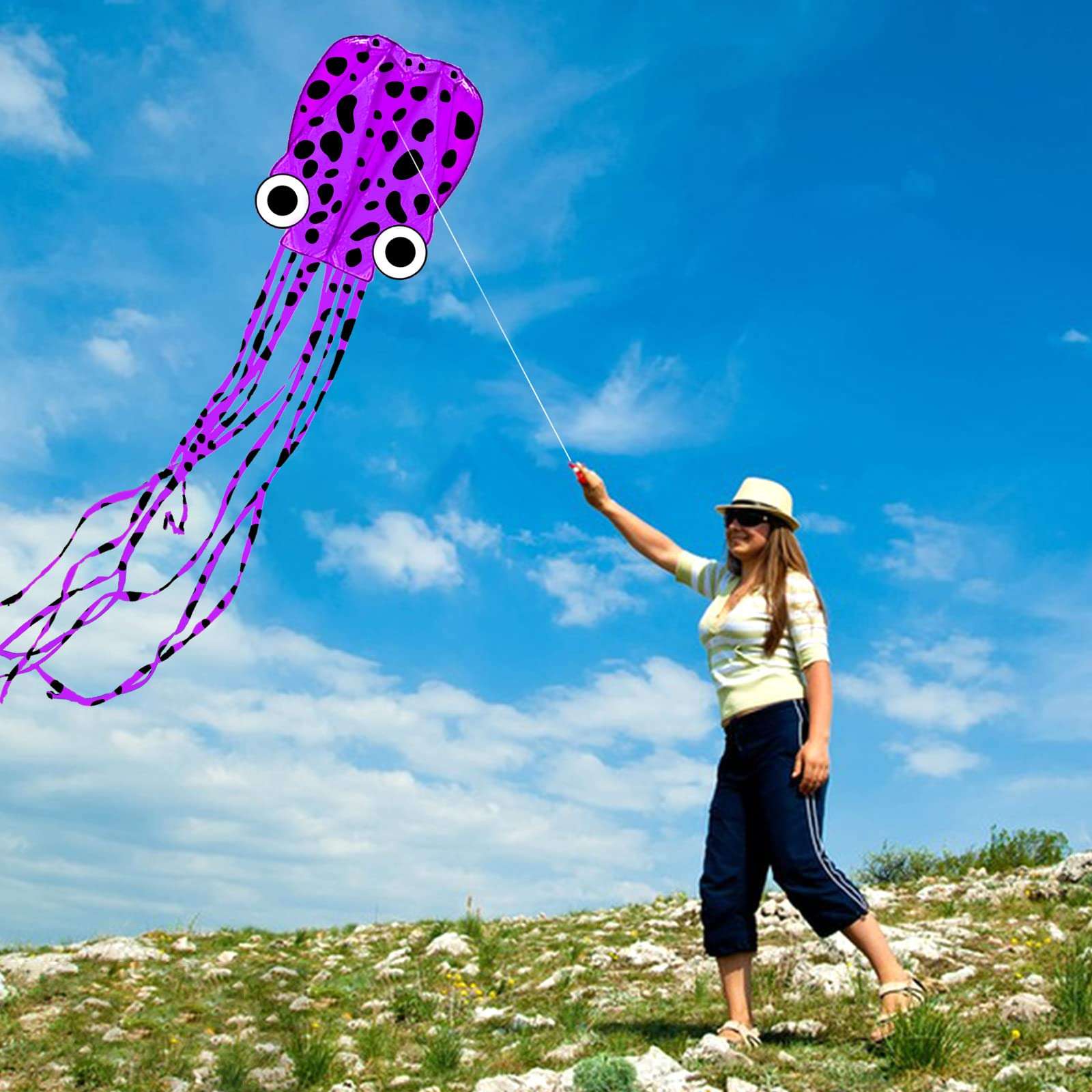 Mint's Colorful Life Octopus Kite (Purple Spotty&Green&Red) 3