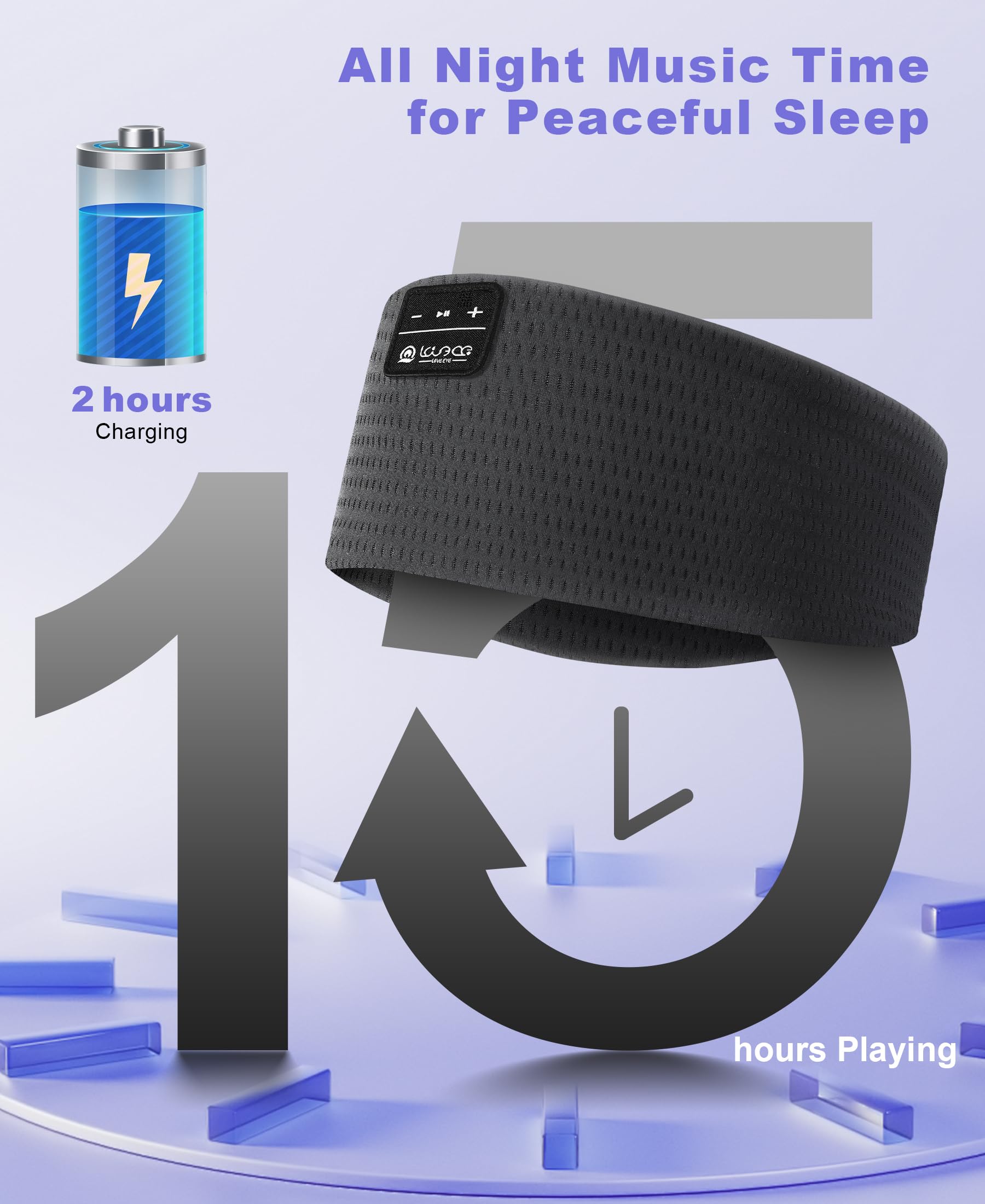 LOVE EYE Sleep Headphones Wireless Headband Headphones Bluetooth 5.4 for Side Sleeper Bluetooth Headband Earphones for Sports for tech Gadgets Gifts 5