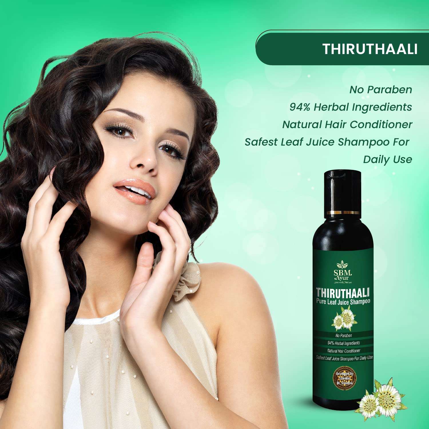 SBM Ayur Pure Leaf Juice Ayurvedic Shampoo (Thiruthaali) 100g 5