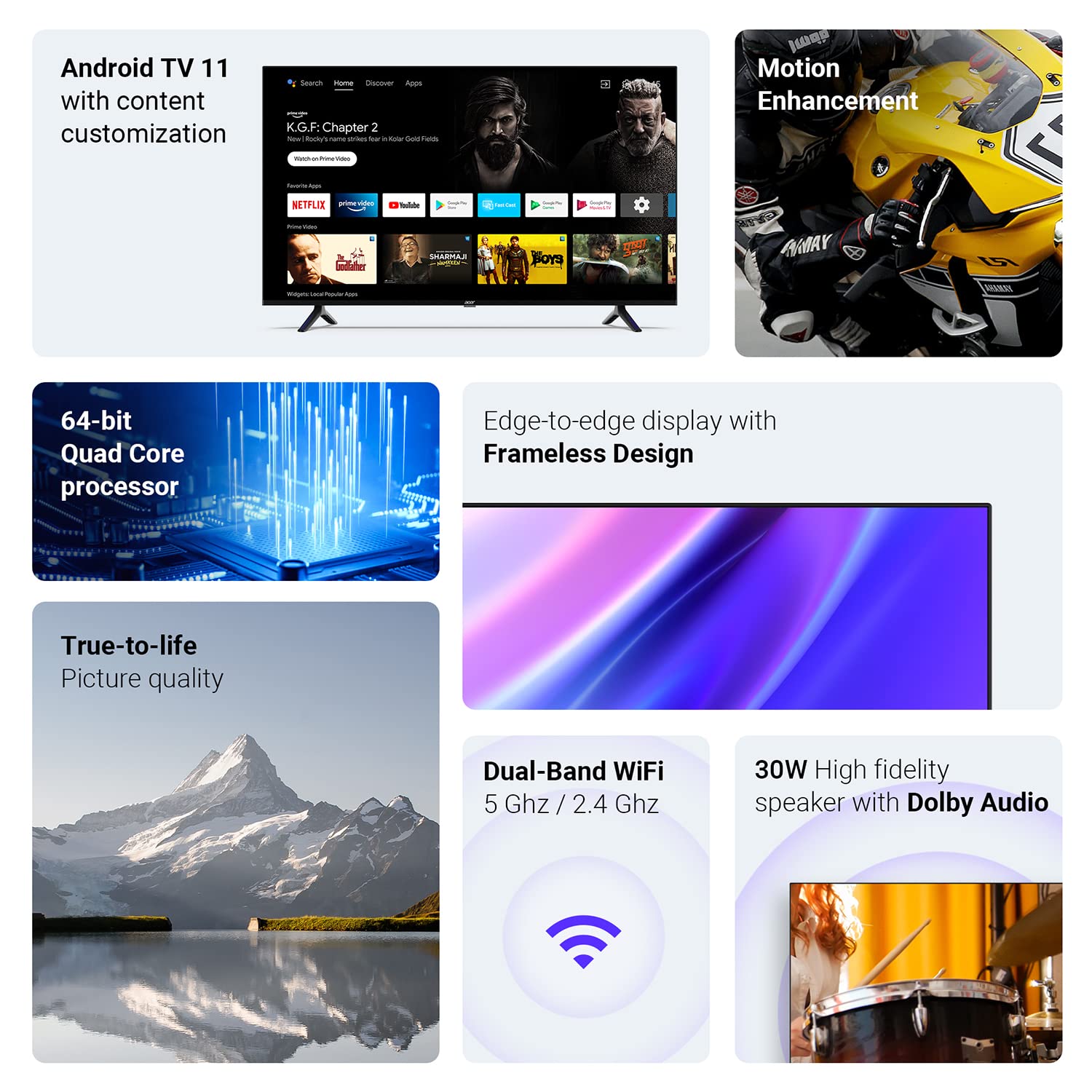 Acer 109 cm (43 inches) I Series 4K Ultra HD Android Smart LED TV AR43AR2851UDFL (Black) 2