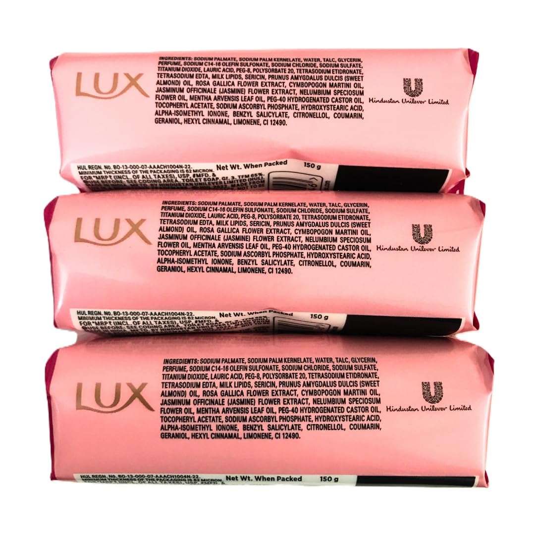Lux Even-toned Glow Bathing Soap infused with Vitamin C & E | For Superior Glow | 150g x 3 4