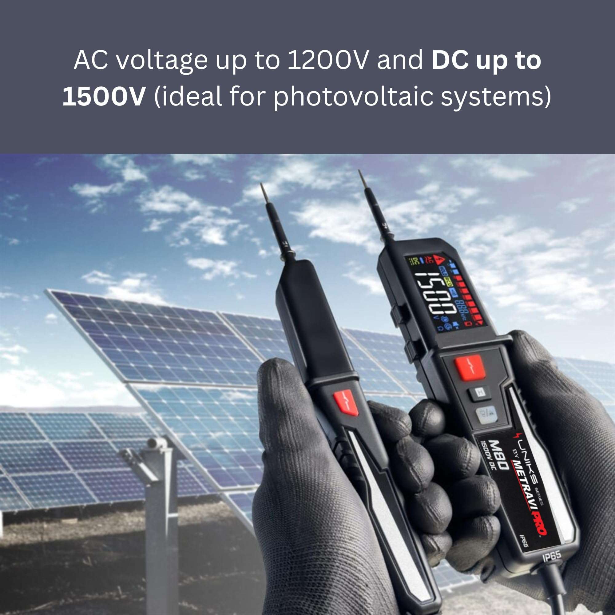 Metravi Pro Uniks M80 Two Pole Voltage Detector for up to 1500V DC, CAT III 1000V, CAT IV 600V, Made in Europe, Ideal for Solar 3