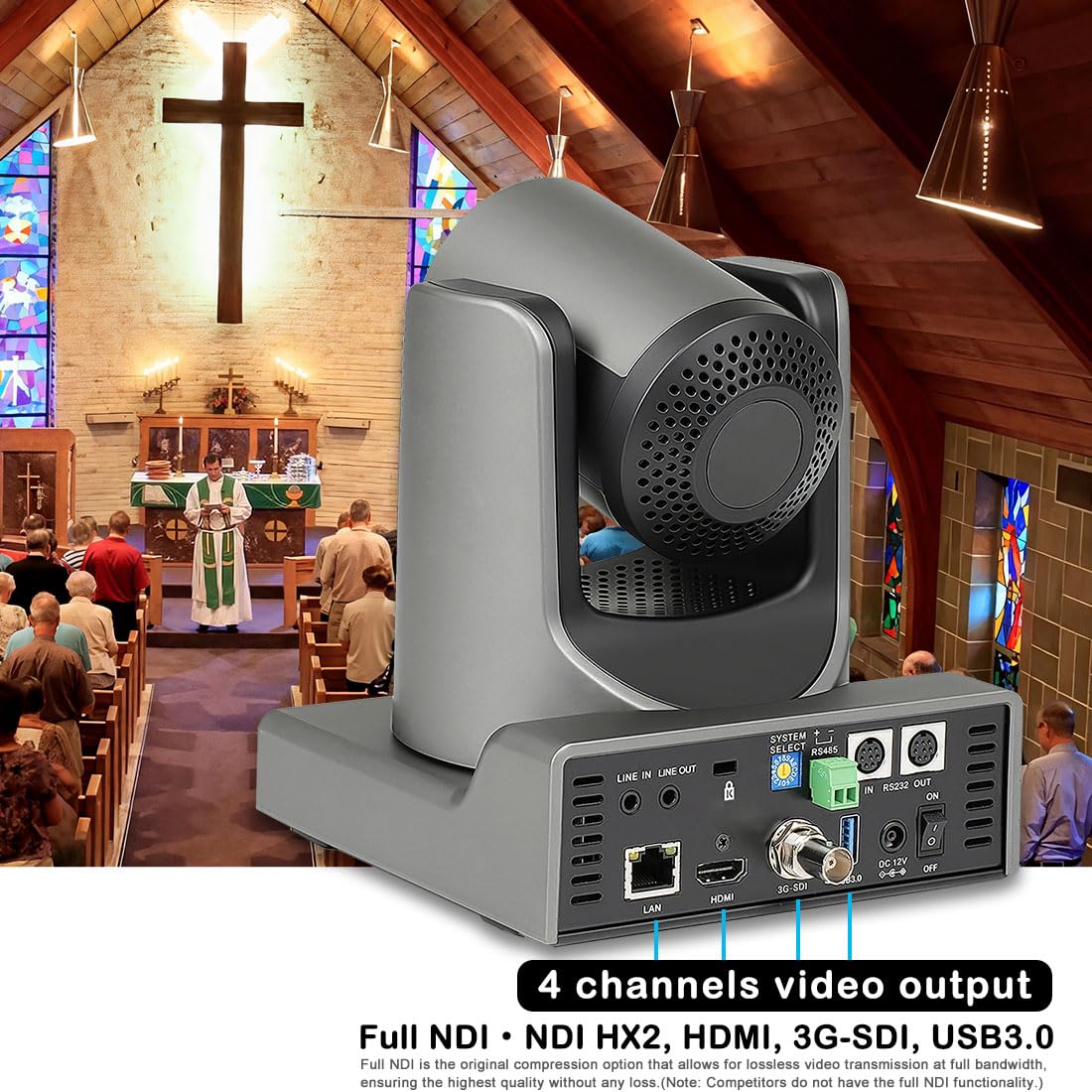 Prisual NDI PTZ Camera Bundle 20X HDMI 3G-SDI IP PoE HDMI PTZ Camera for Church Live Streaming(4pcs) + R2 Pro Video Switcher + TEM-JOY1 PTZ Controller 6