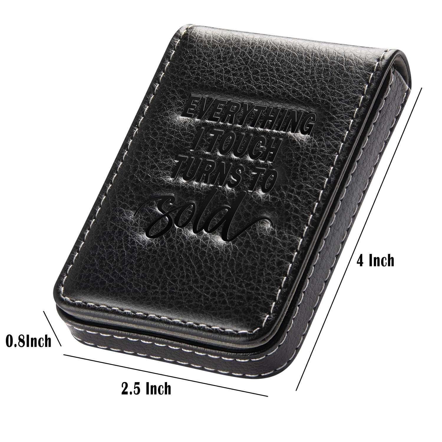 Realtor Gift, Business Card Holder Realtor Gifts for Women Closing Gifts for Realtors, Gifts for Real Estate Agents, Everything I Touch Turns to Sold Name Cards Holder Wallet with Magnetic Shut 3