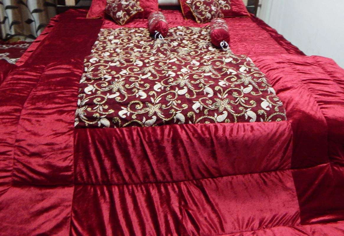 PEPONI Lycra Velvet Touch 480 TC Bedding Set (Standard_Maroon) 2