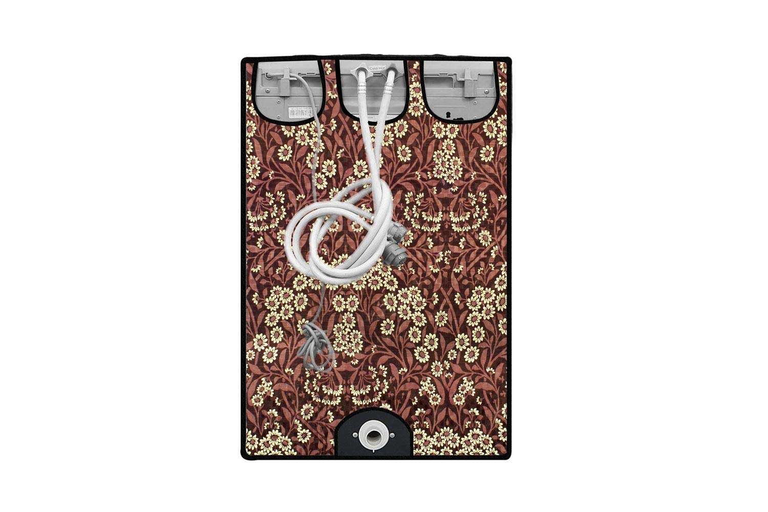 Stylista Top Load Fully Automatic Washing Machine Cover Suitable for Whirlpool 6 kg, 6.2 kg, 6.5 kg & 7 kg Floral Pattern Beige 5