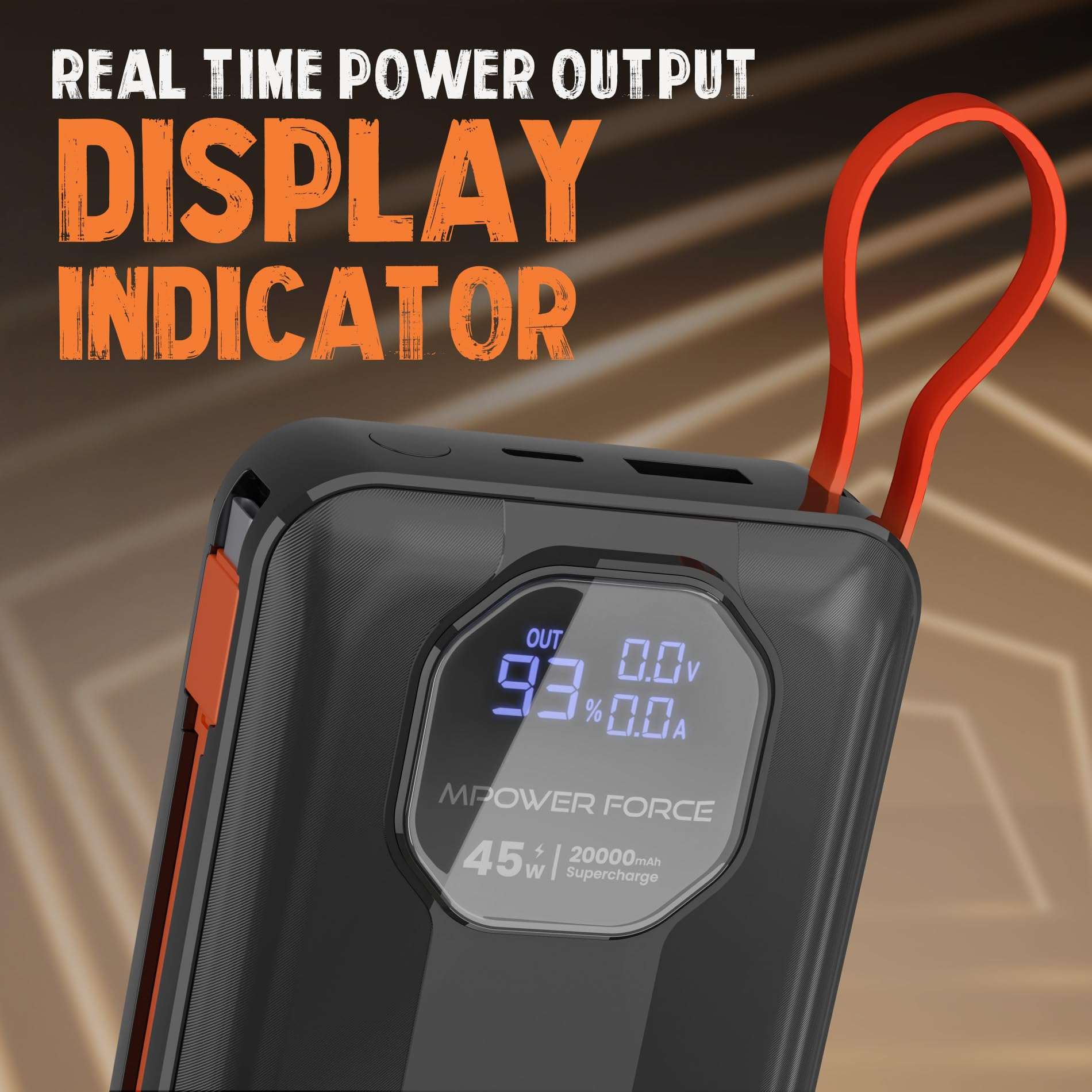 MPower Force Laptop Powerbank | 45W Fast Charging | 20000mAh Battery Capacity | Built-in Type-C & Detachable Lightning Cables | Charges 3 Devices at Once (Black) 6