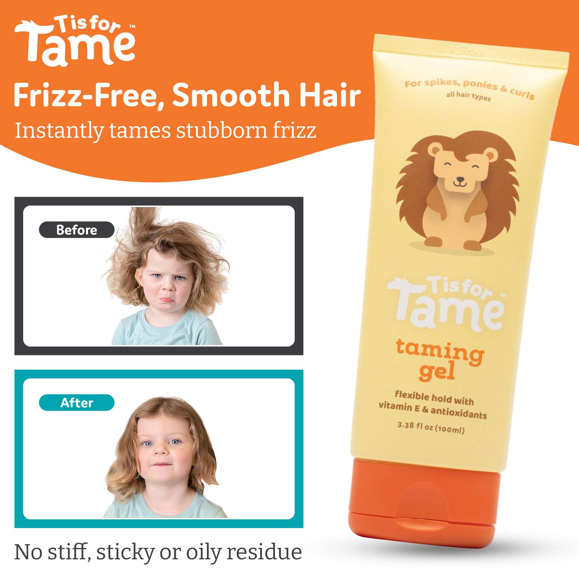 T is for Tame Taming Gel - Boys & Girls Baby Hair Styling Gel for Frizz Control, Flyaways - Natural Toddler, Kids Hair Tamer, Flexible Hold, 3.38fl oz, 1 Pack 2