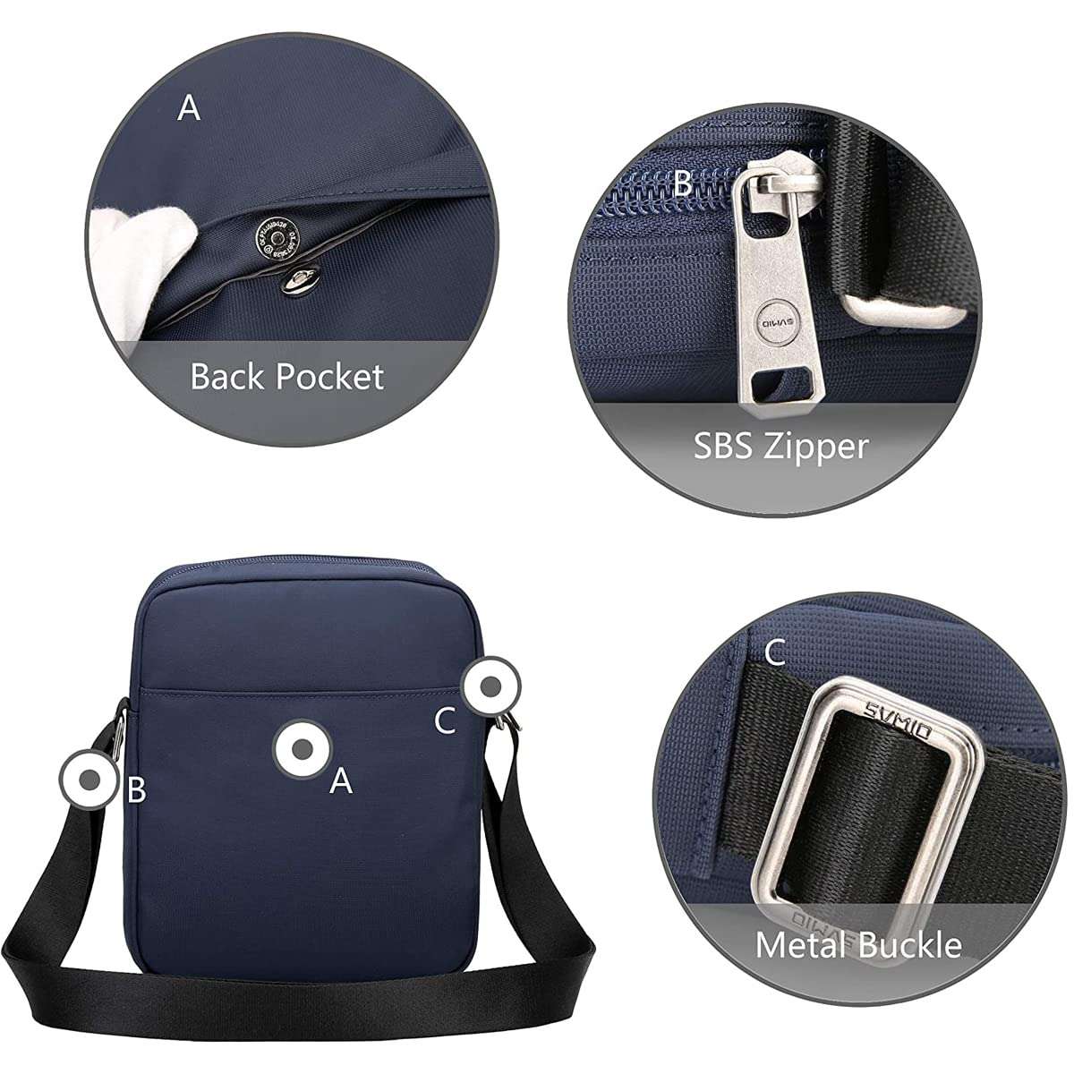 OIWAS Small Messenger Bag for Men Purse Work Crossbody Shoulder Bags Travel Business Wallet Lightweight Casual Sling Man Blue 5