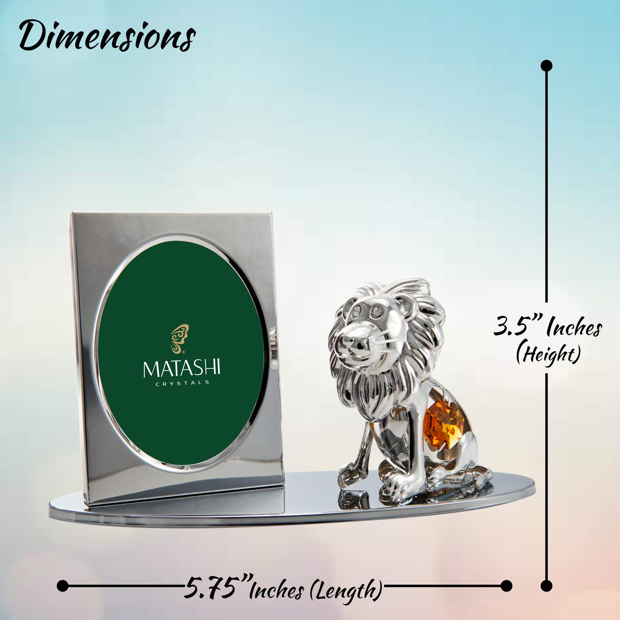 Matashi Silver Plated Tabletop Picture Frame with Crystals Studded Cartoon Lion Figurine for Living Room Showpiece Centerpiece Gift for Christmas Birthday Valentine's Day Anniversary Holiday Decor 4